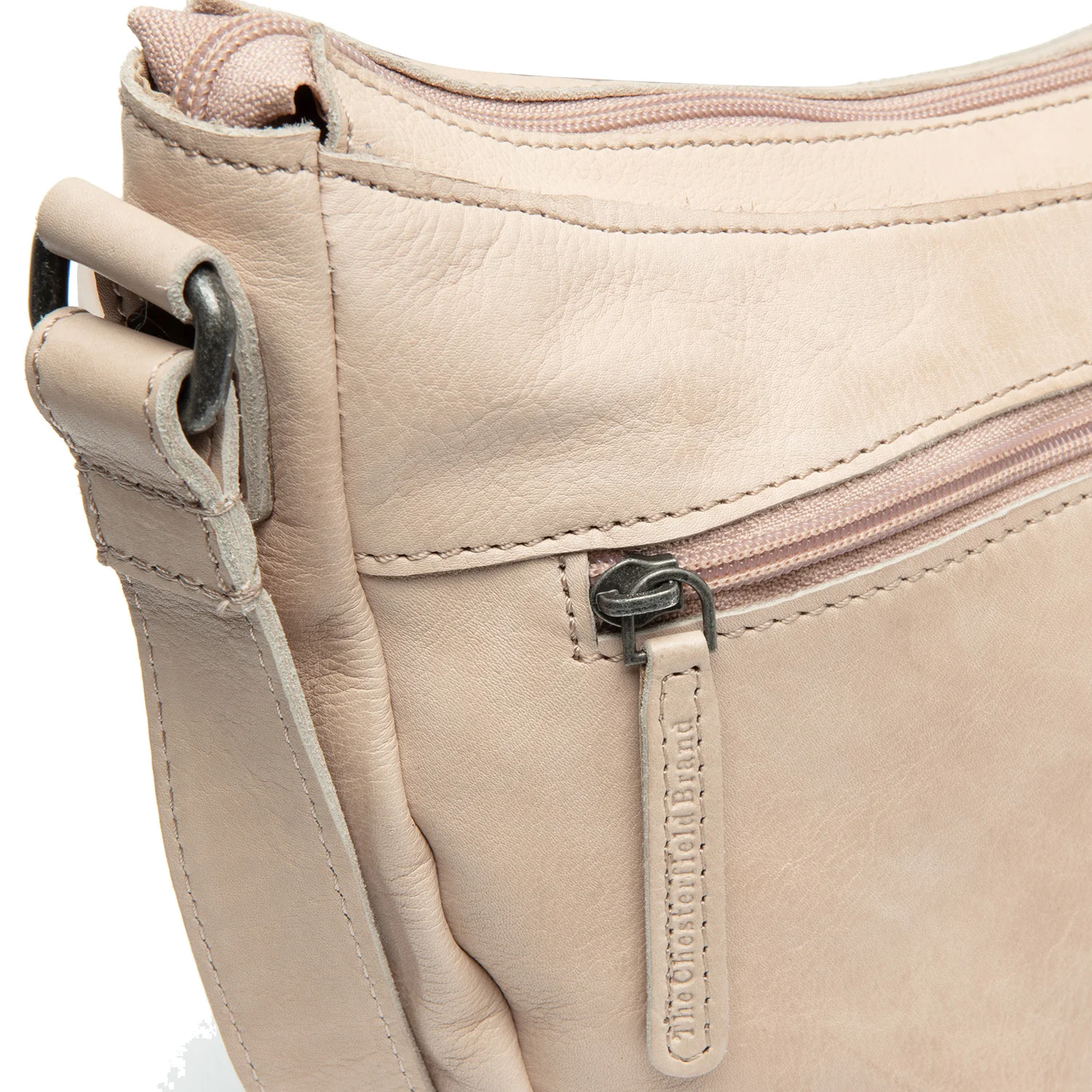 Leather Crossbody Bag Beige Clarita - Image 4