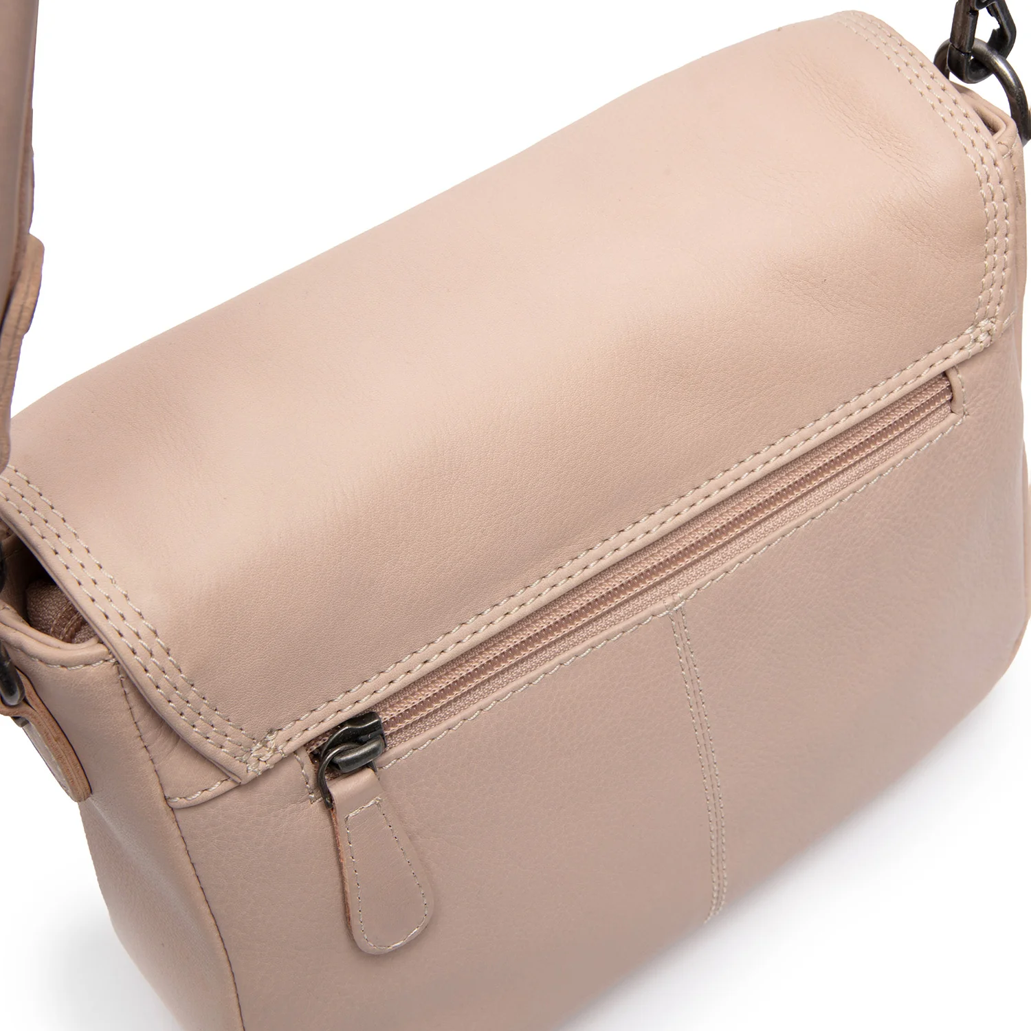 Leather Shoulder Bag Beige Miloa - Image 5