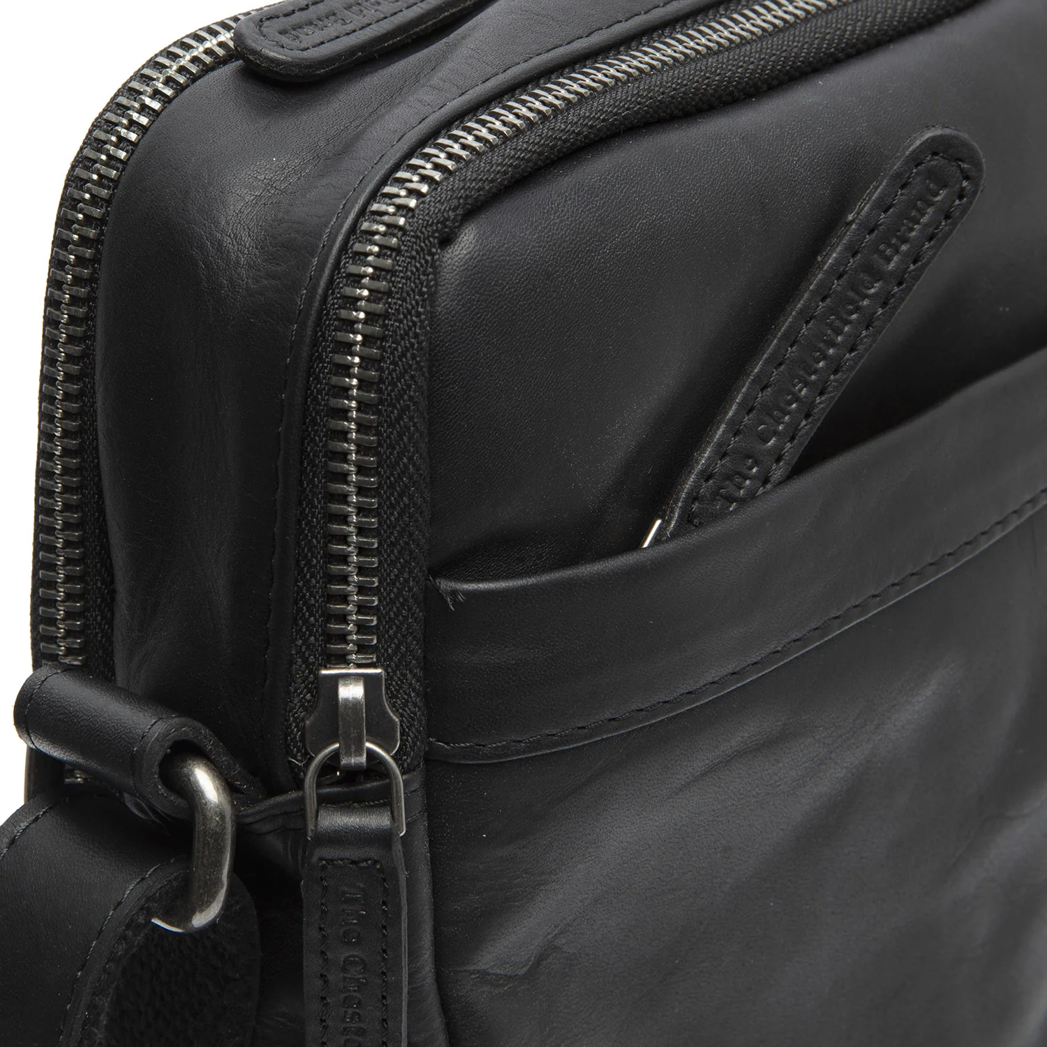 Leather Crossbody Bag Black Alva - Image 4