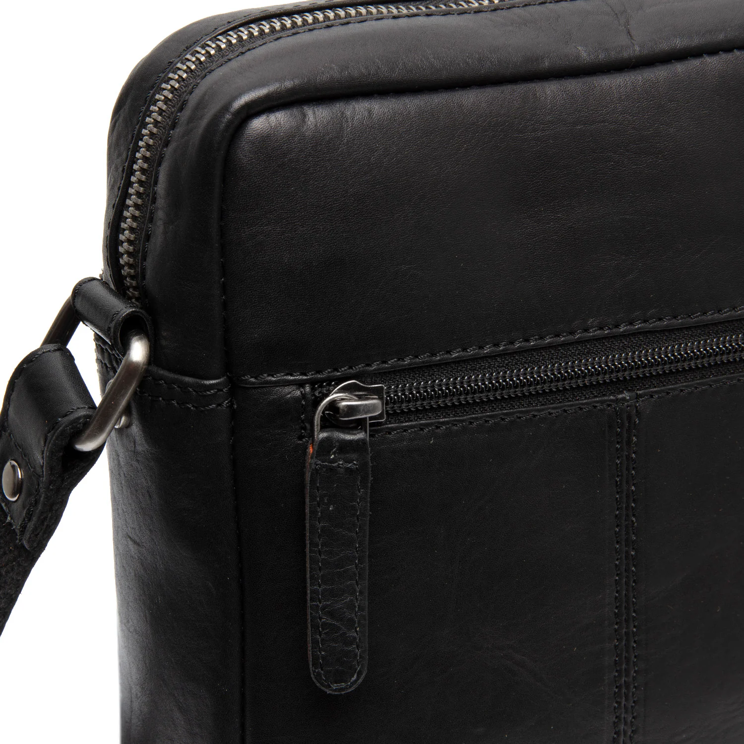 Leather Crossbody Bag Black Amantea - Image 5