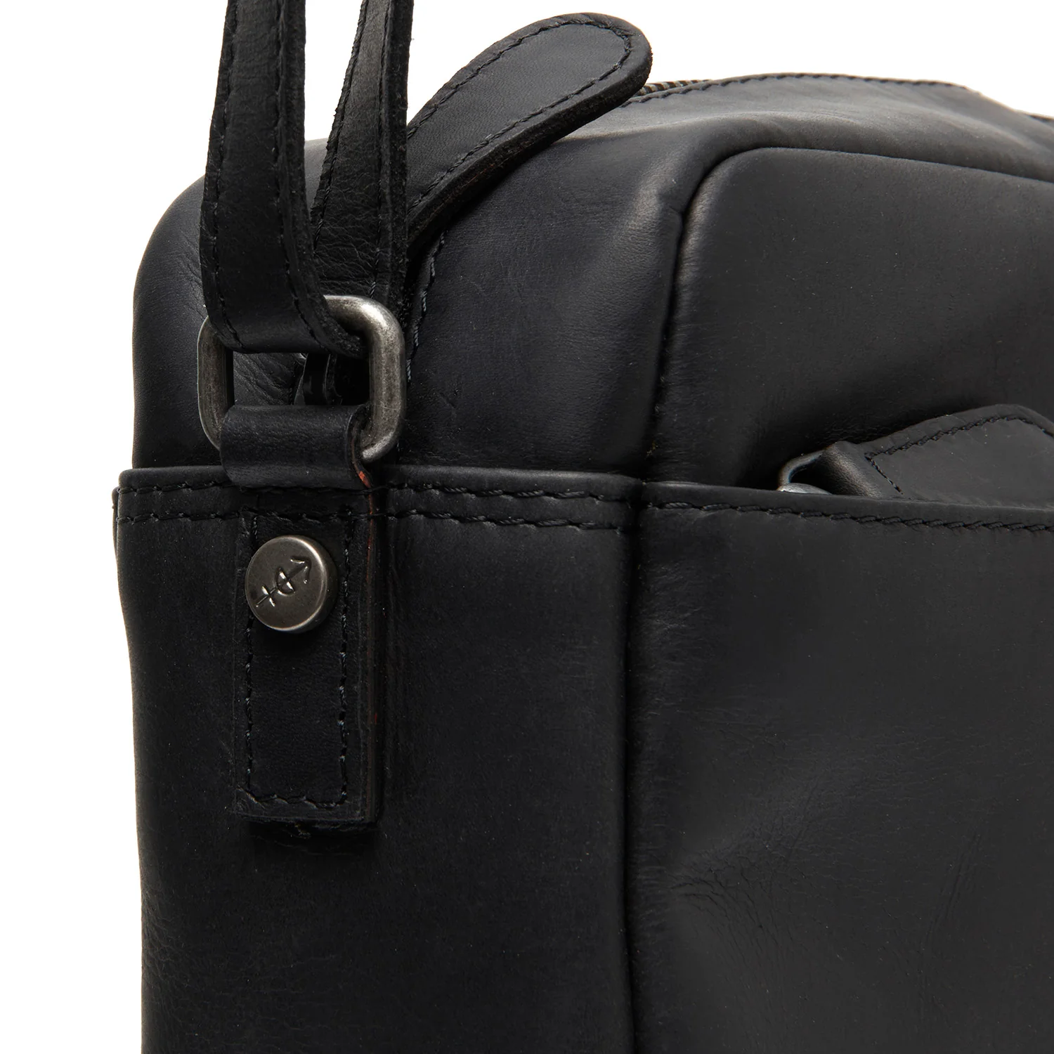 Leather Crossbody Bag Black Arona - Image 2