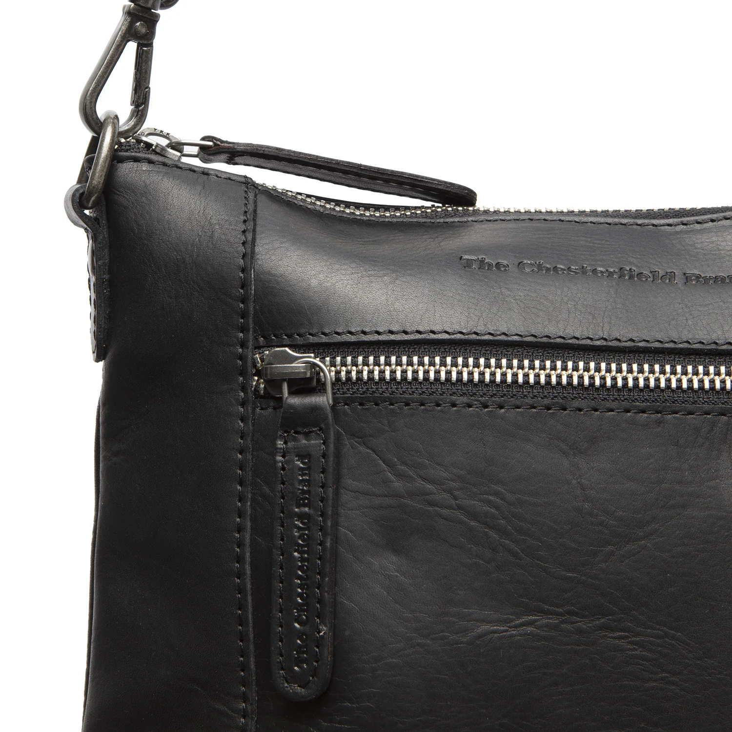Leather Crossbody Bag Black Faro - Image 3