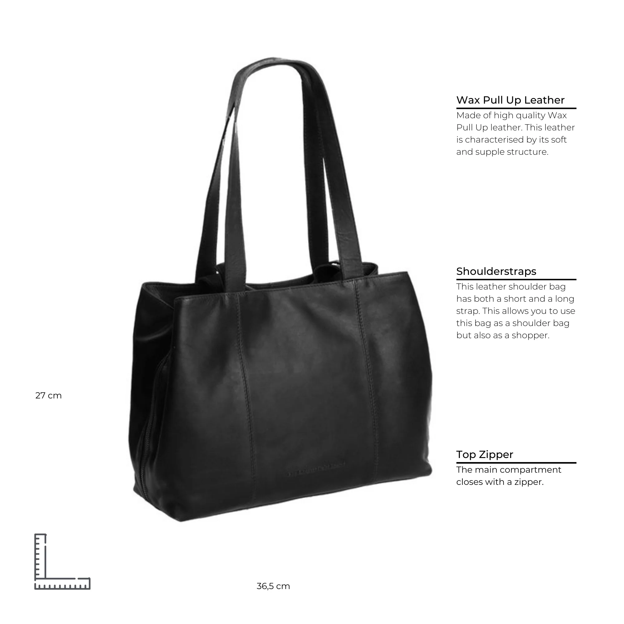 Leather Shoulder Bag Black Gail - Image 8