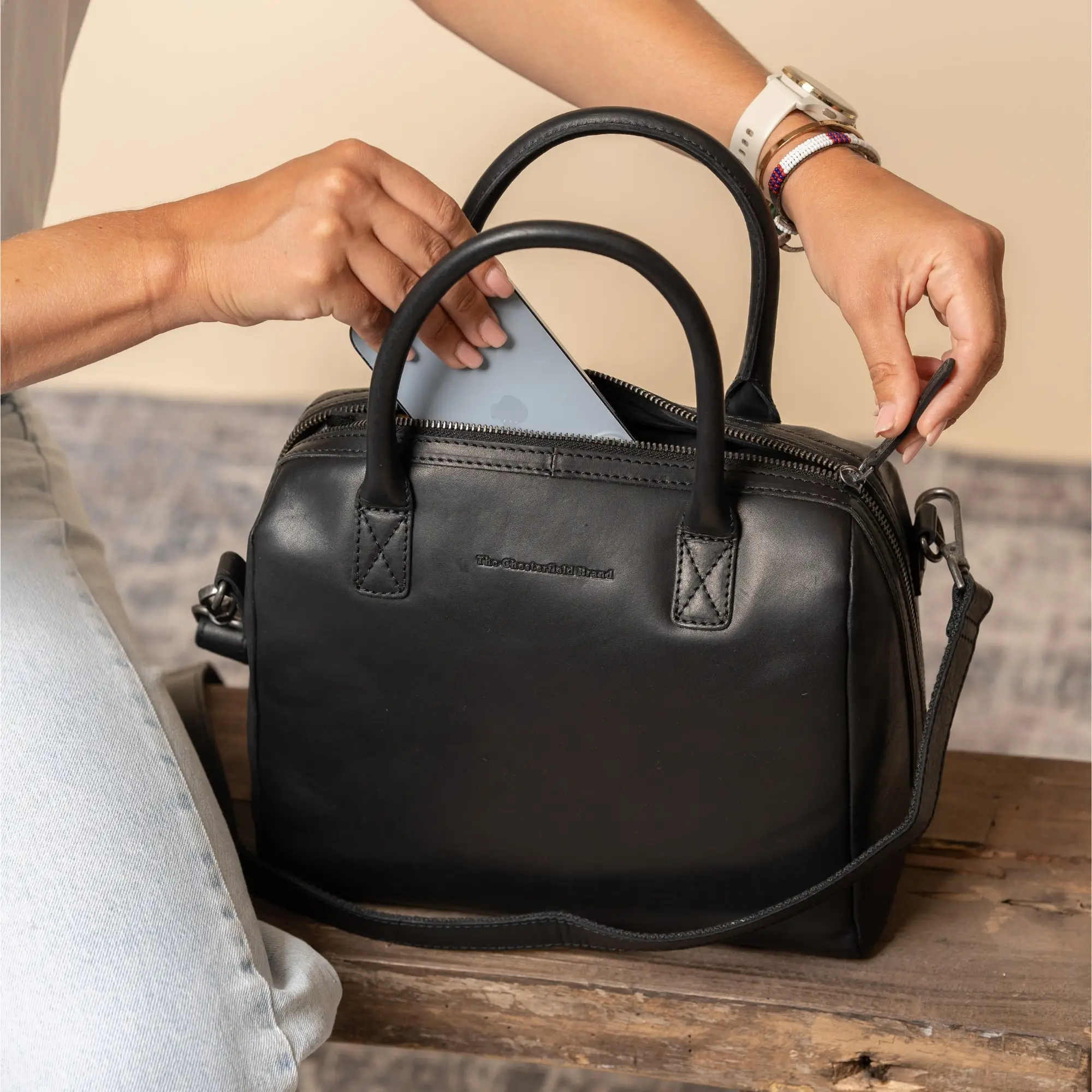 Leather Handbag Black Langton - Image 2