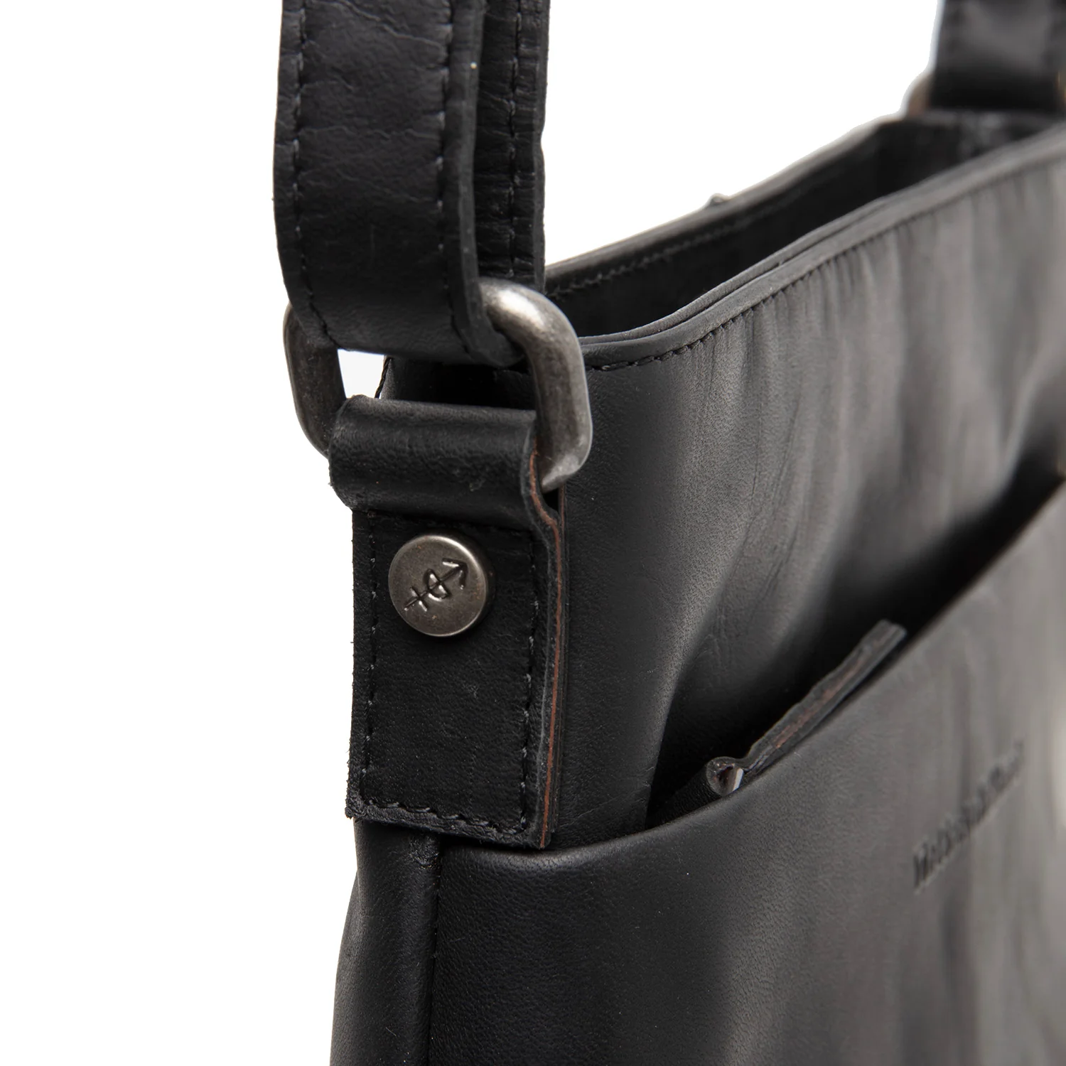 Leather Crossbody Bag Black Navene - Image 5