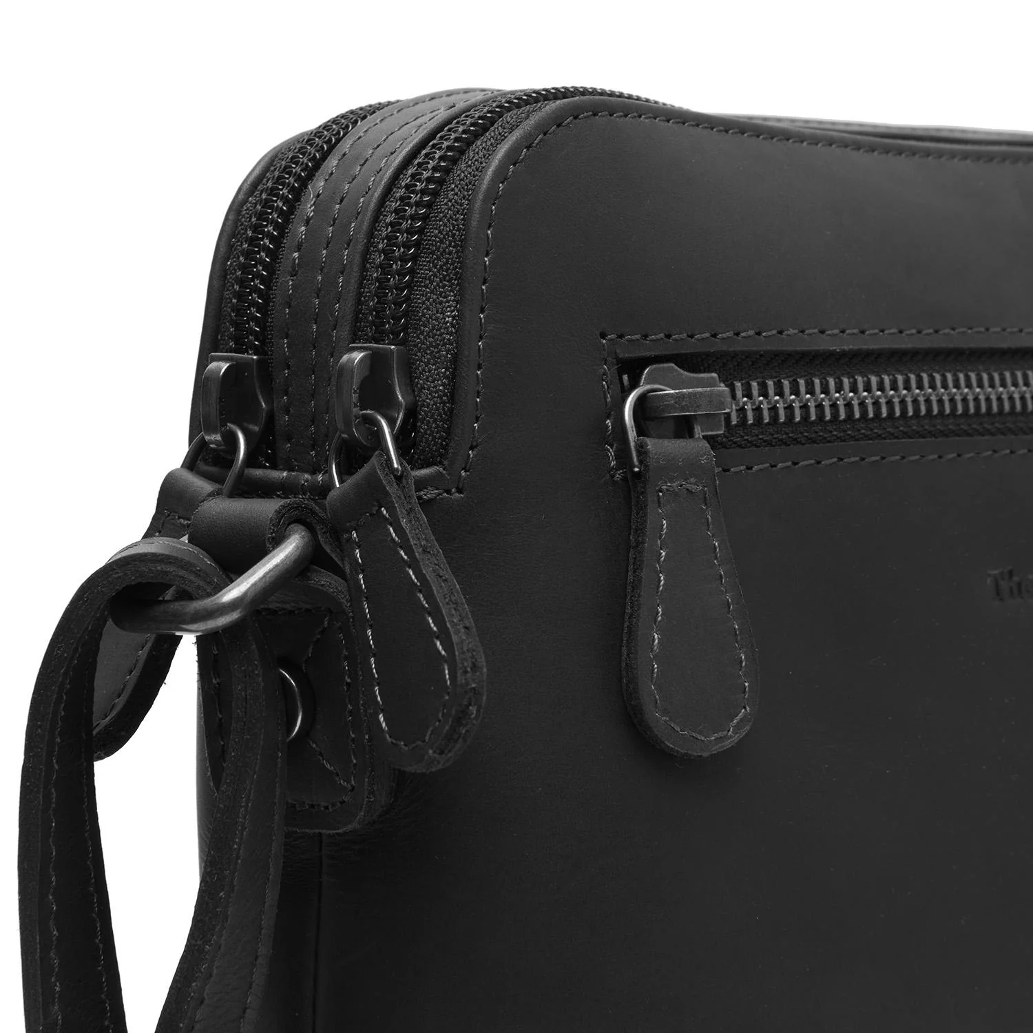 Leather Crossbody Bag Black Nebraska - Image 2