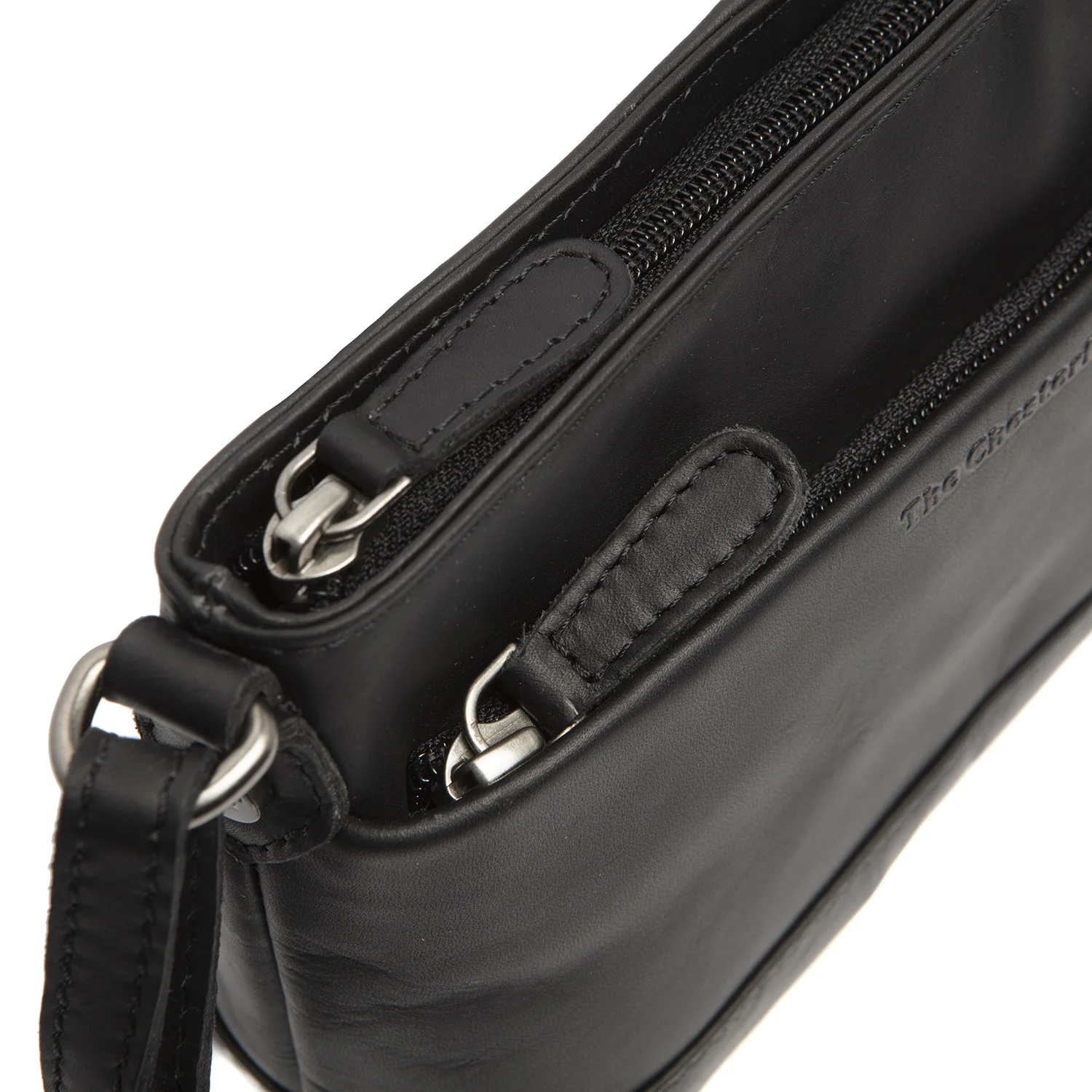 Leather Crossbody Bag Black Salerno - Image 3