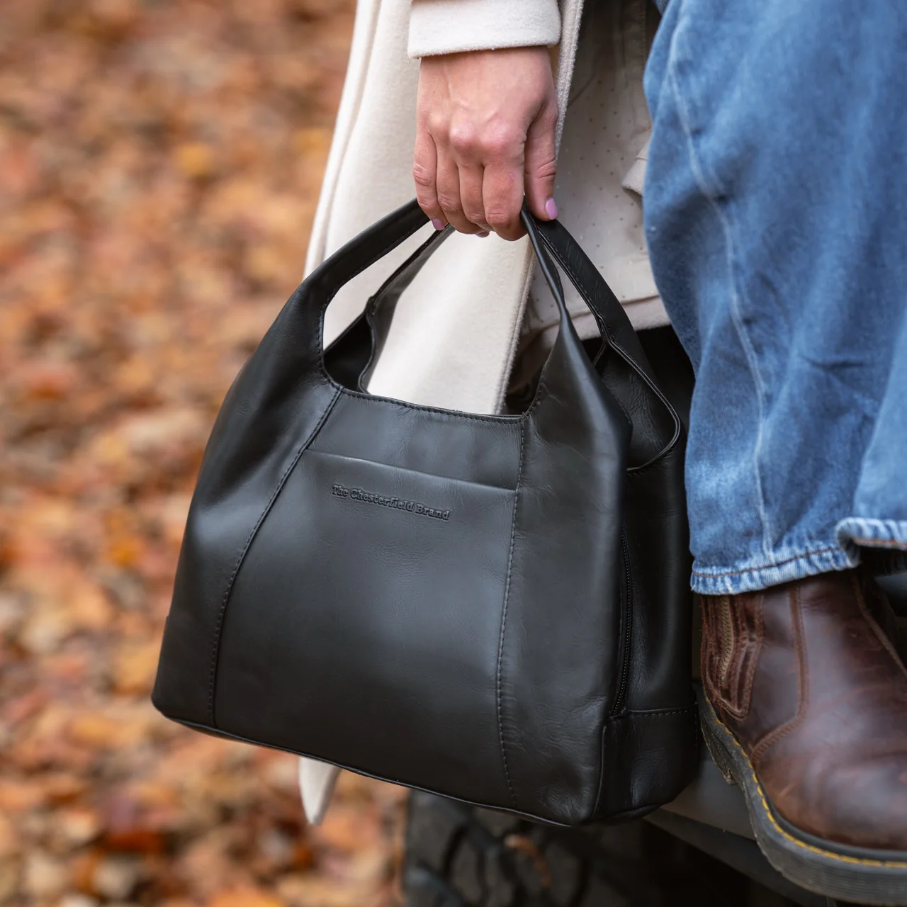 Leather Handbag Black Salina - Image 2
