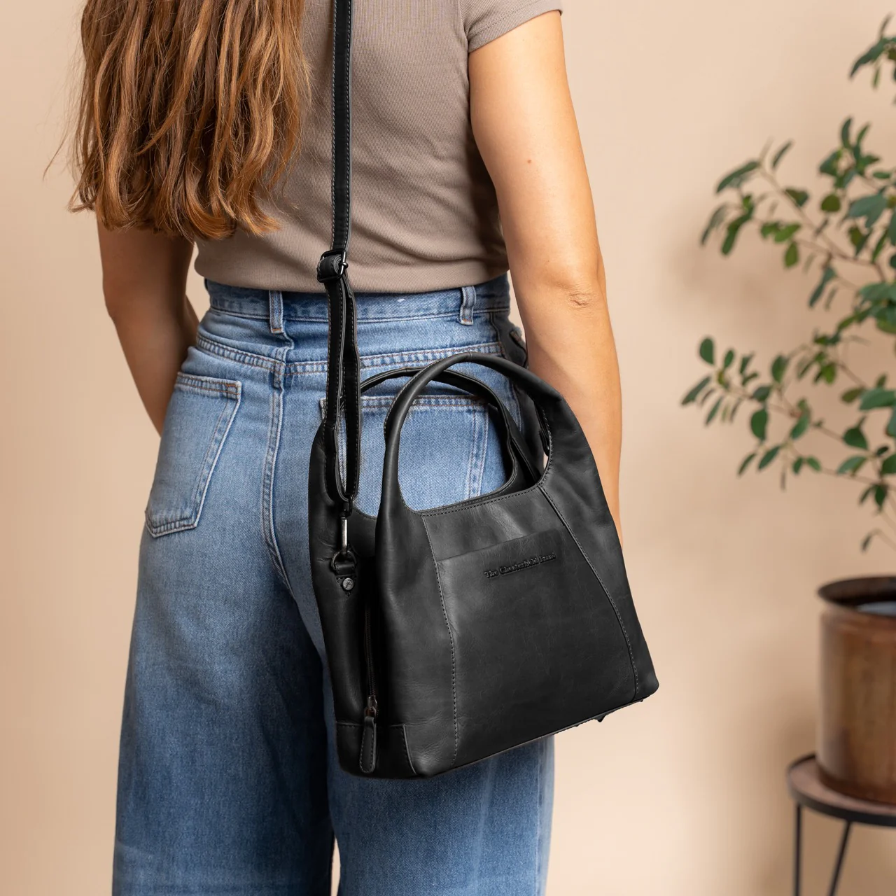 Leather Handbag Black Salina - Image 3
