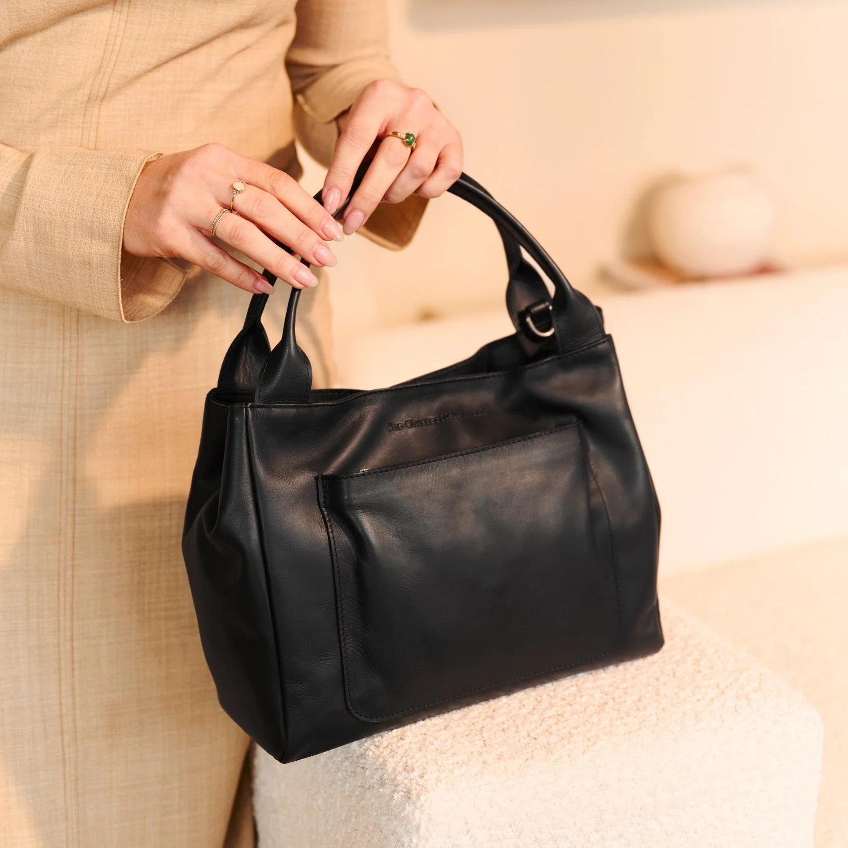 Leather Handbag Black Tenara - Image 2