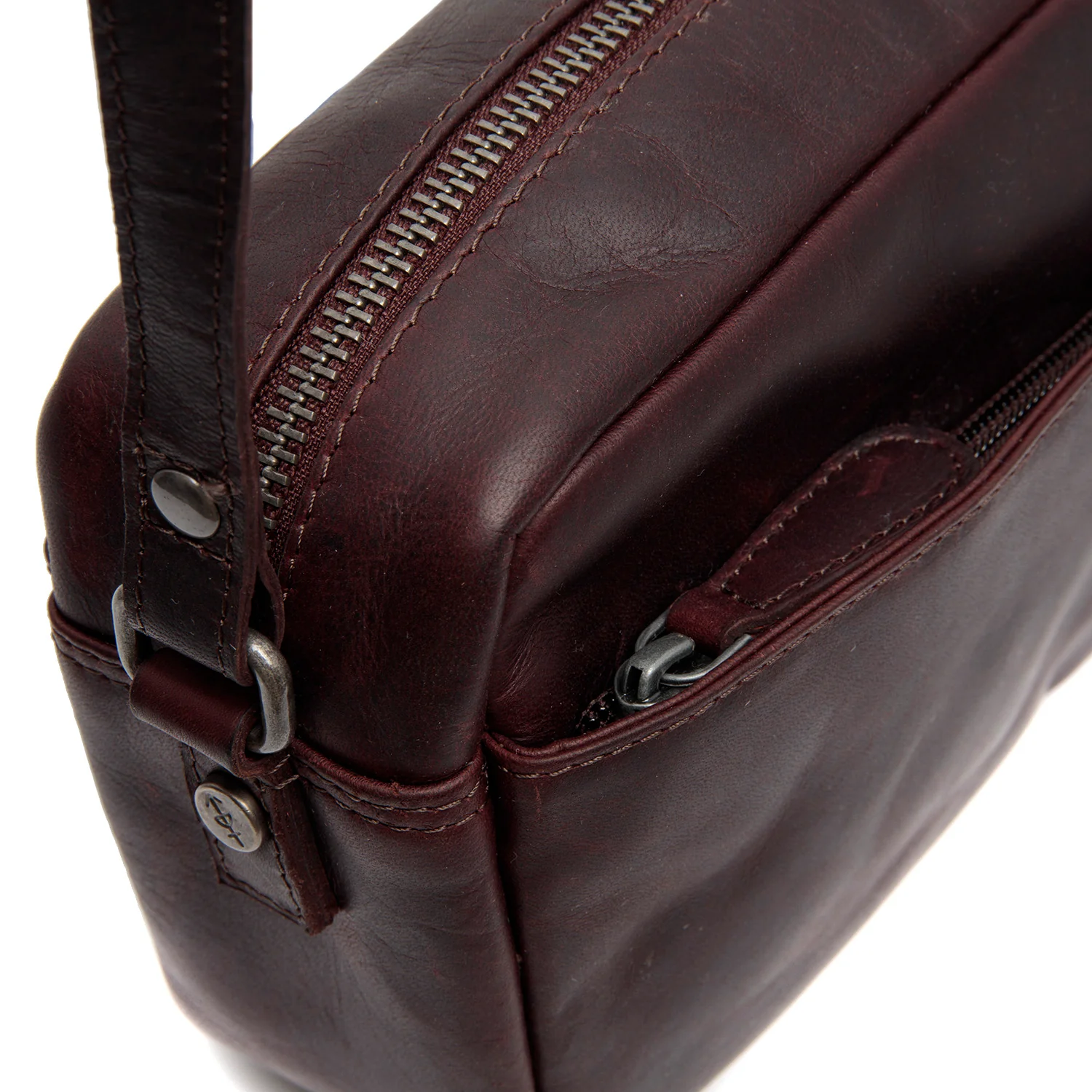 Leather Crossbody Bag Brown Arona - Image 4