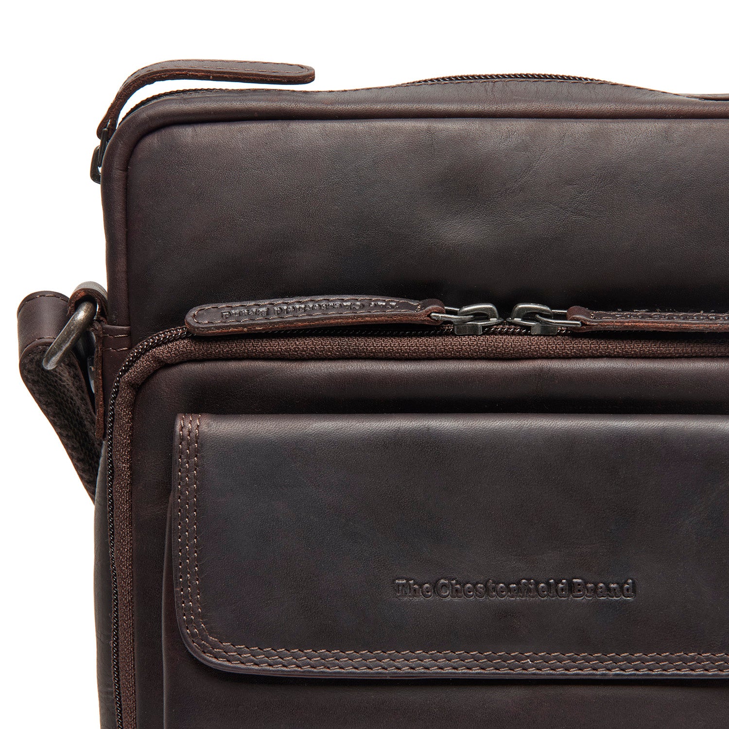 Leather Crossbody Bag Brown Montira - Image 3