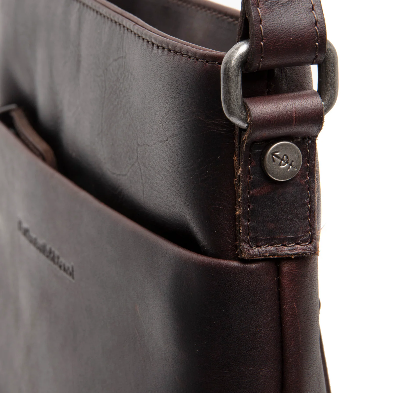Leather Crossbody Bag Brown Navene - Image 5