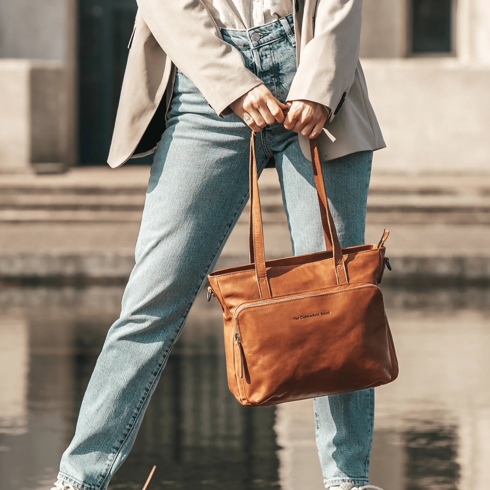 Leather Shopper Cognac Alicante - Image 2