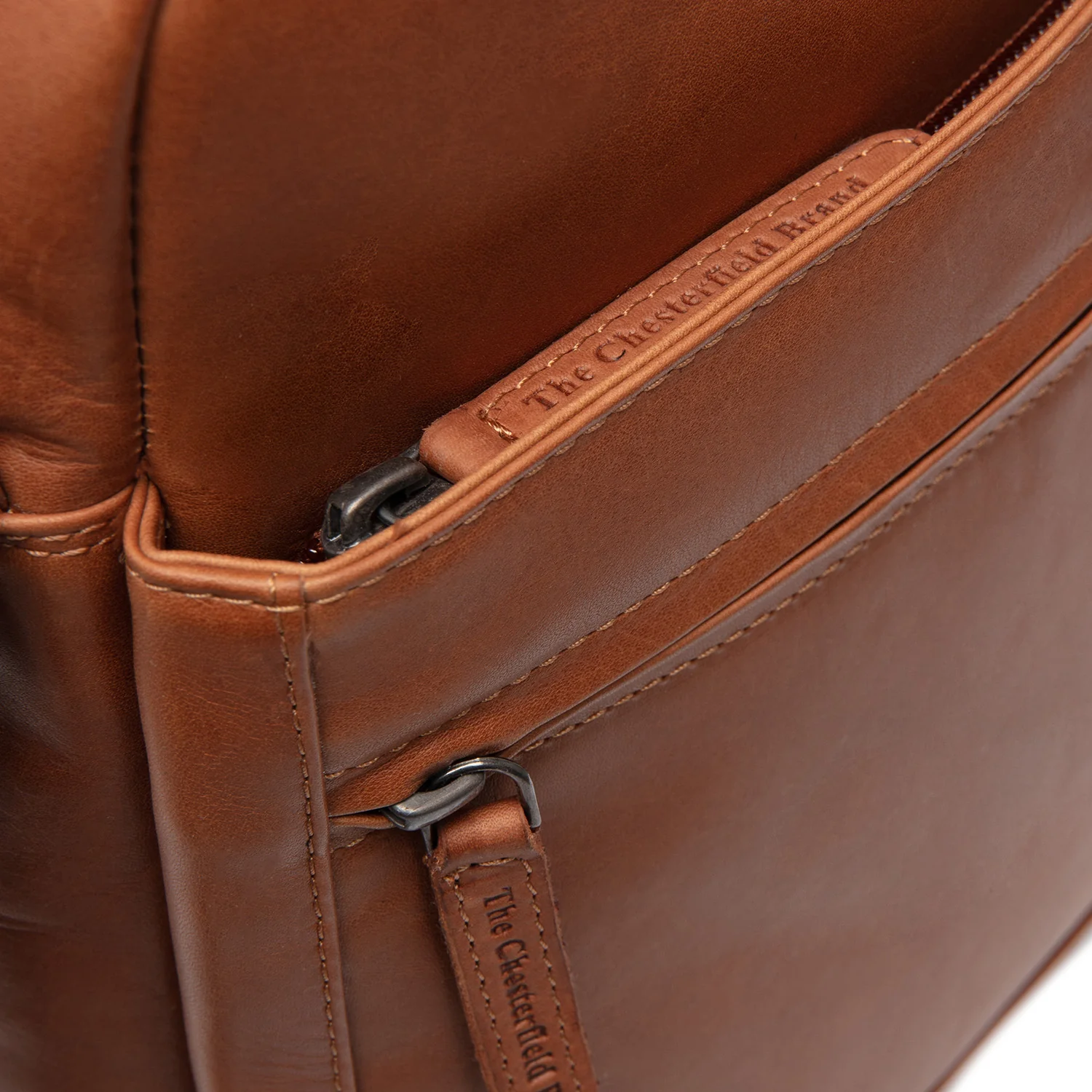 Leather Crossbody Bag Cognac Anzora - Image 3