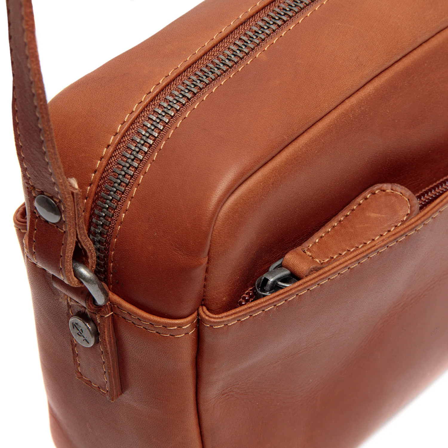 Leather Crossbody Bag Cognac Arona - Image 2