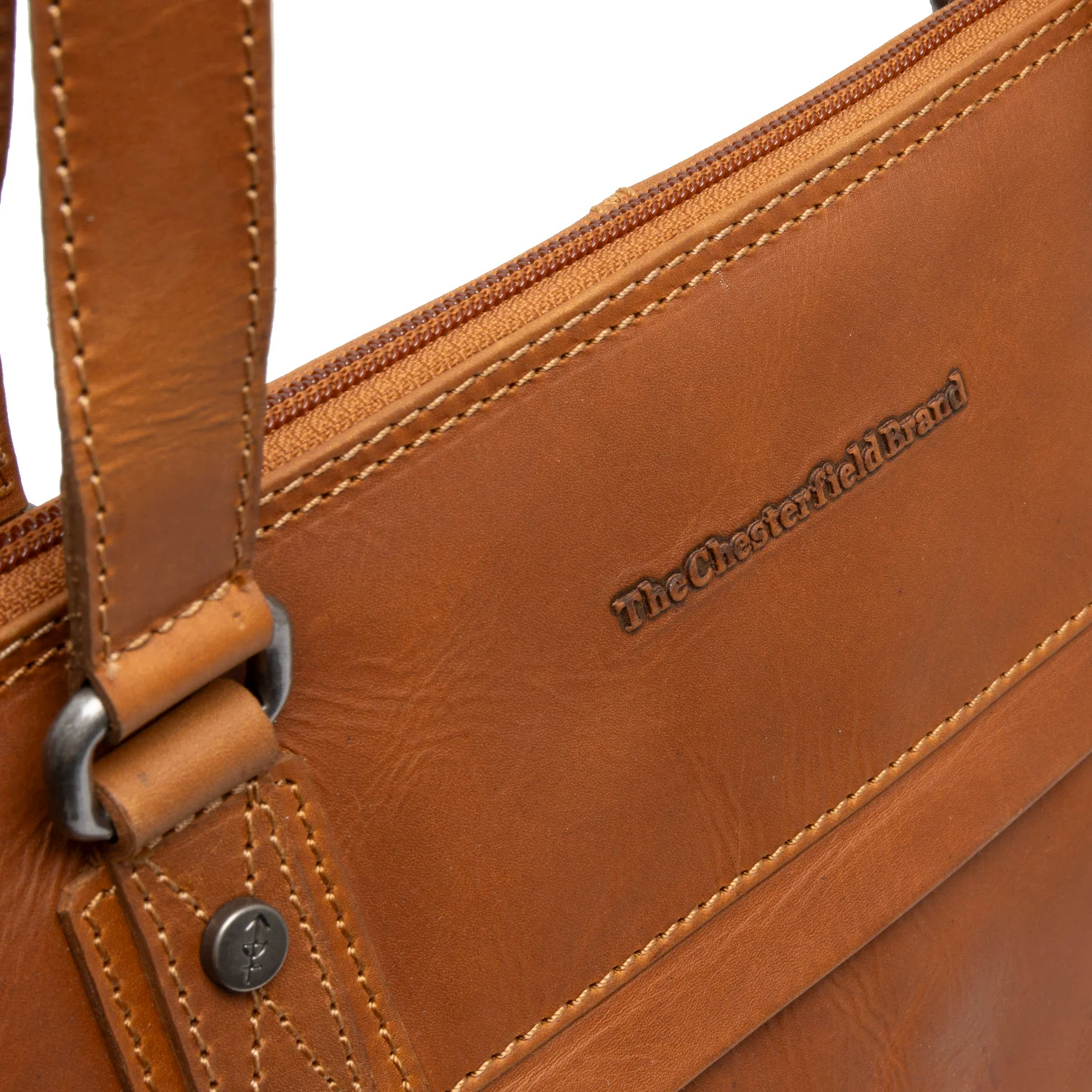 Leather Shoulder Bag Cognac Branson - Image 3