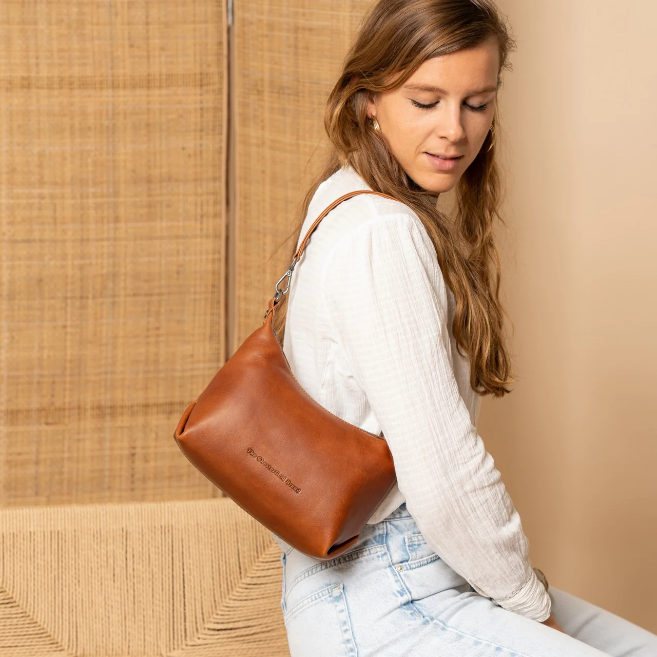 Leather Shoulder Bag Cognac Christie - Image 3