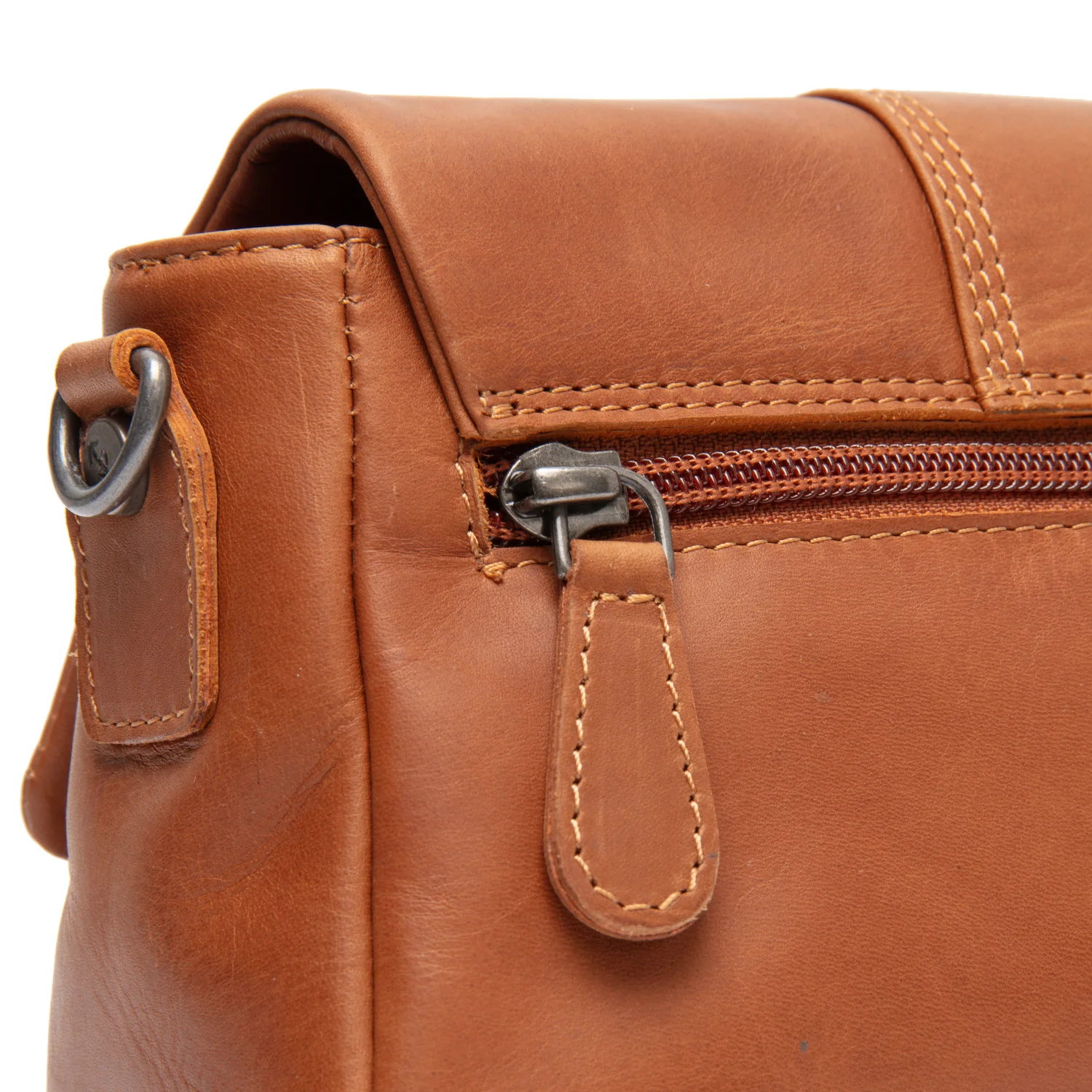 Leather Shoulder Bag Cognac Clifden - Image 6
