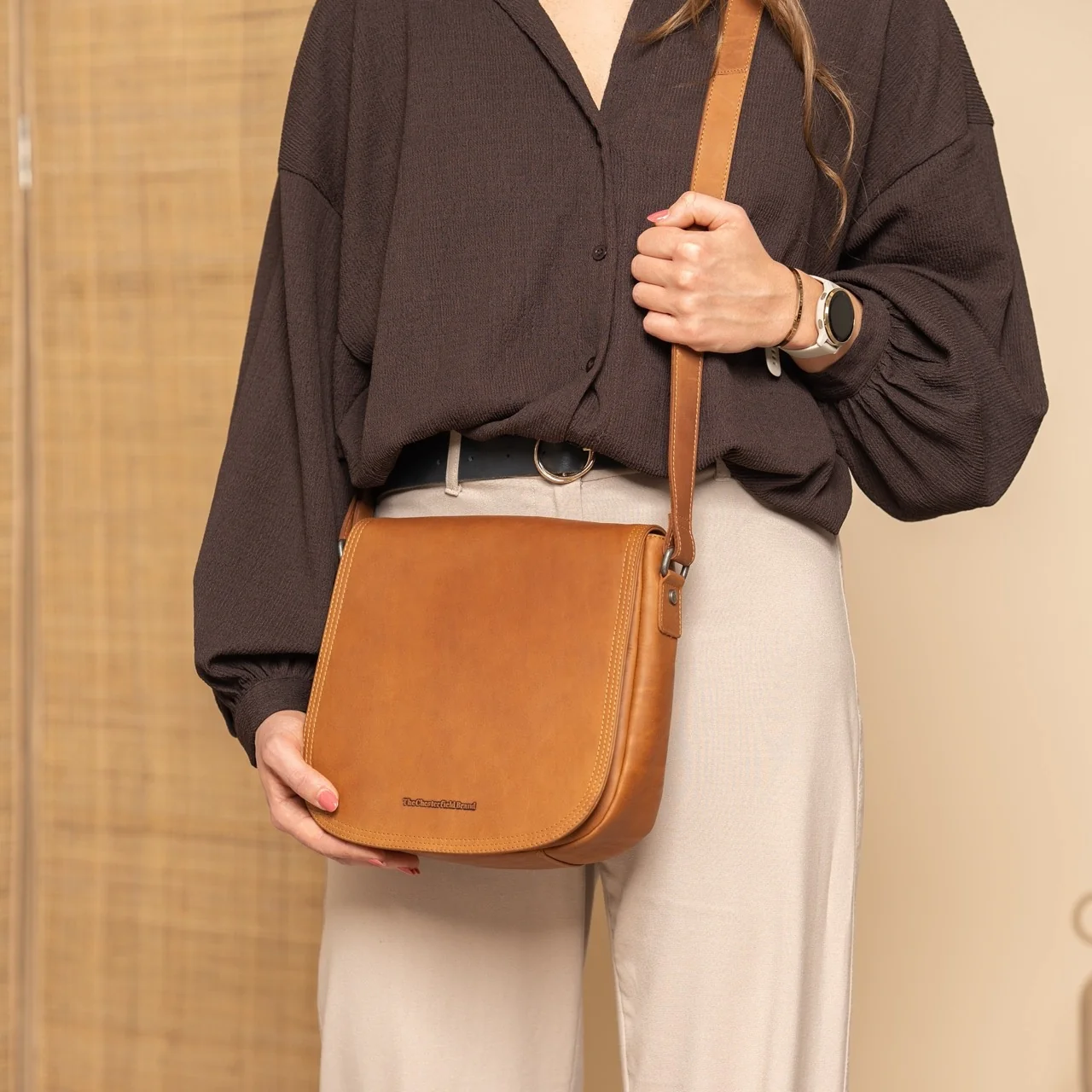 Leather Crossbody Bag Cognac Everglades - Image 3