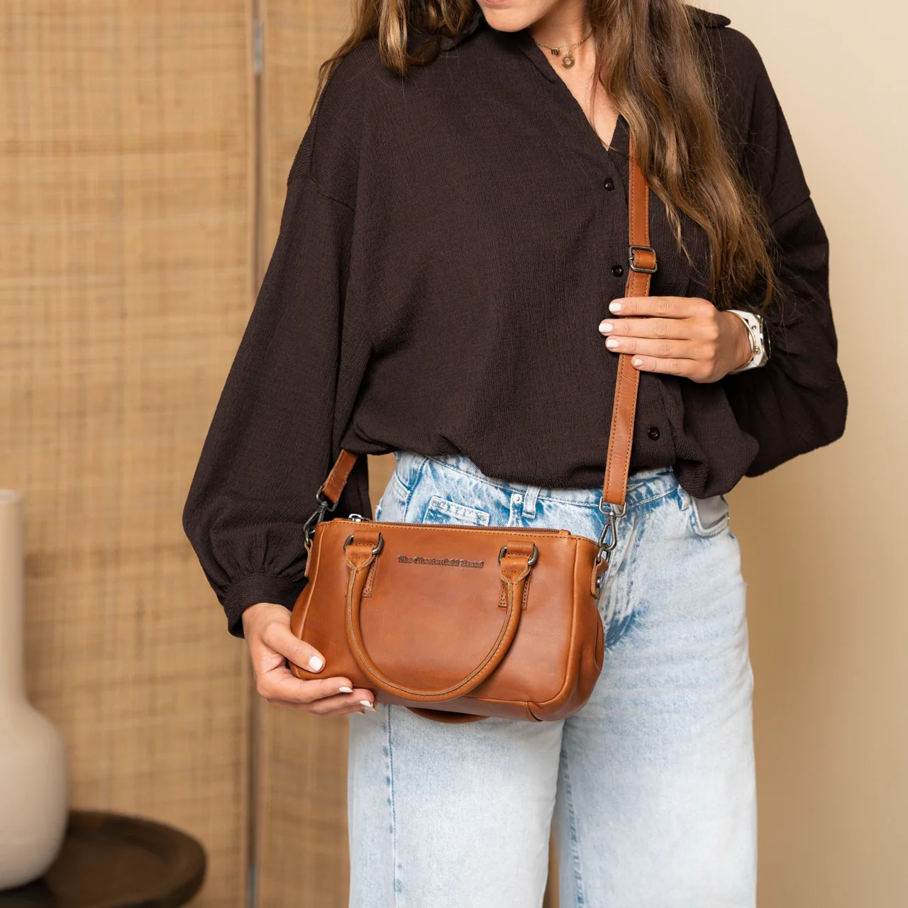 Leather Handbag Cognac Fenja - Image 2