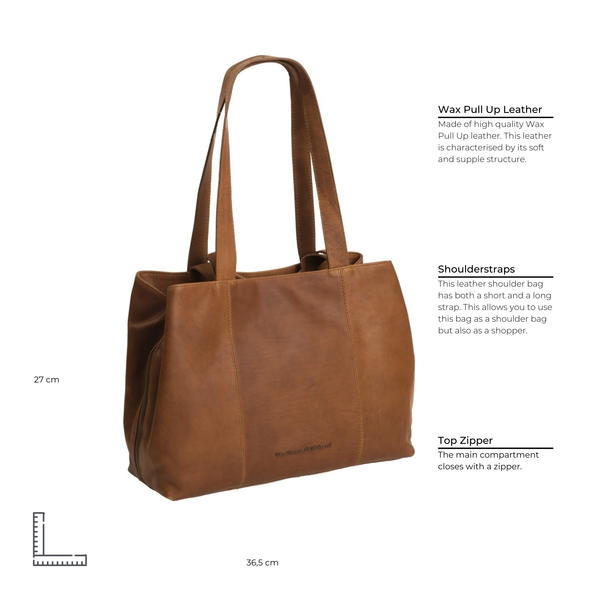 Leather Shoulder Bag Cognac Gail - Image 8