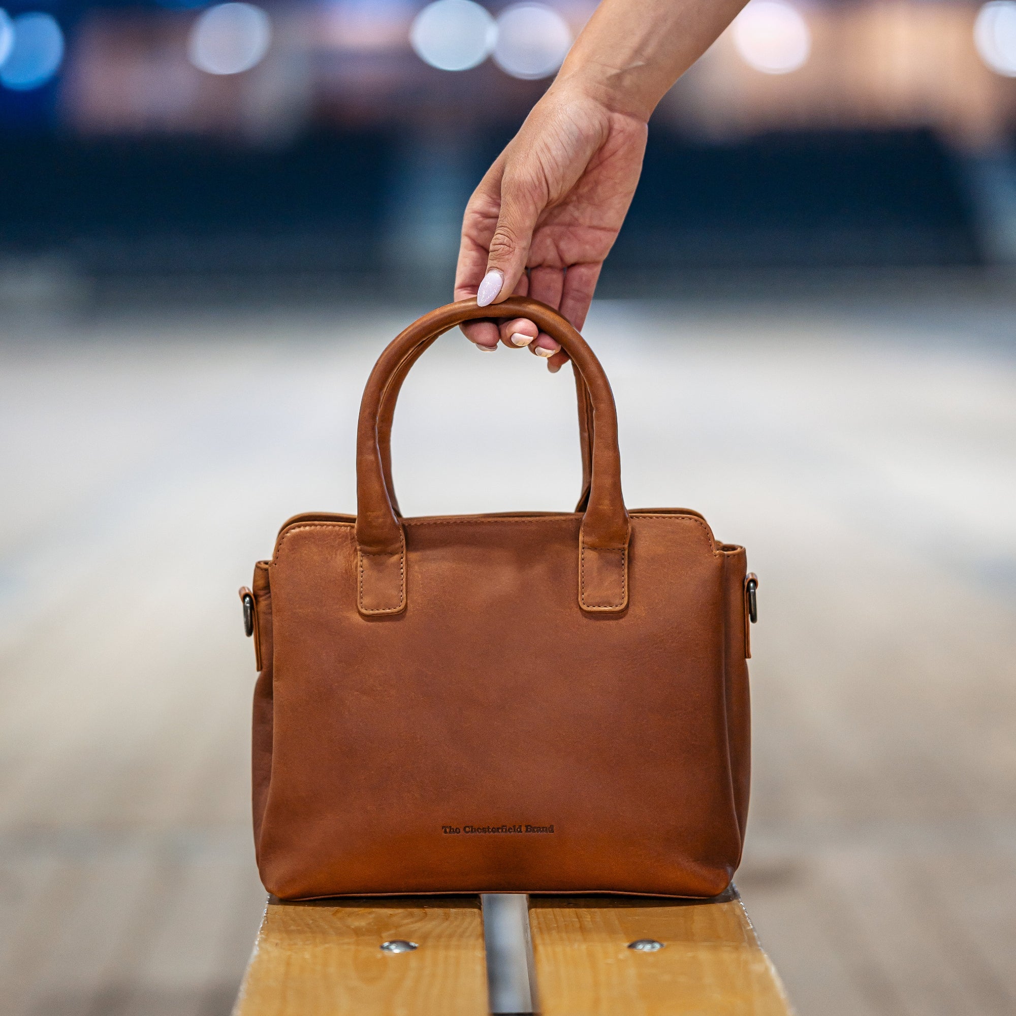 Leather Handbag Cognac Hermosa - Image 2