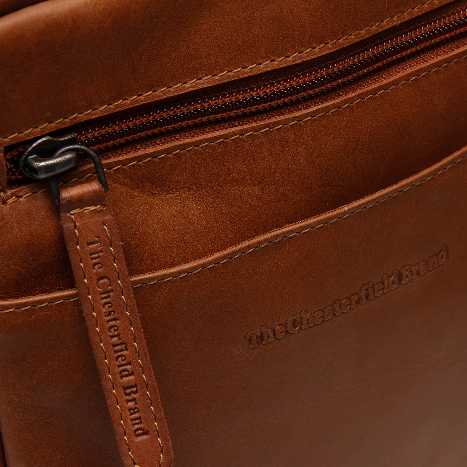 Leather Crossbody Bag Cognac Laveno - Image 3