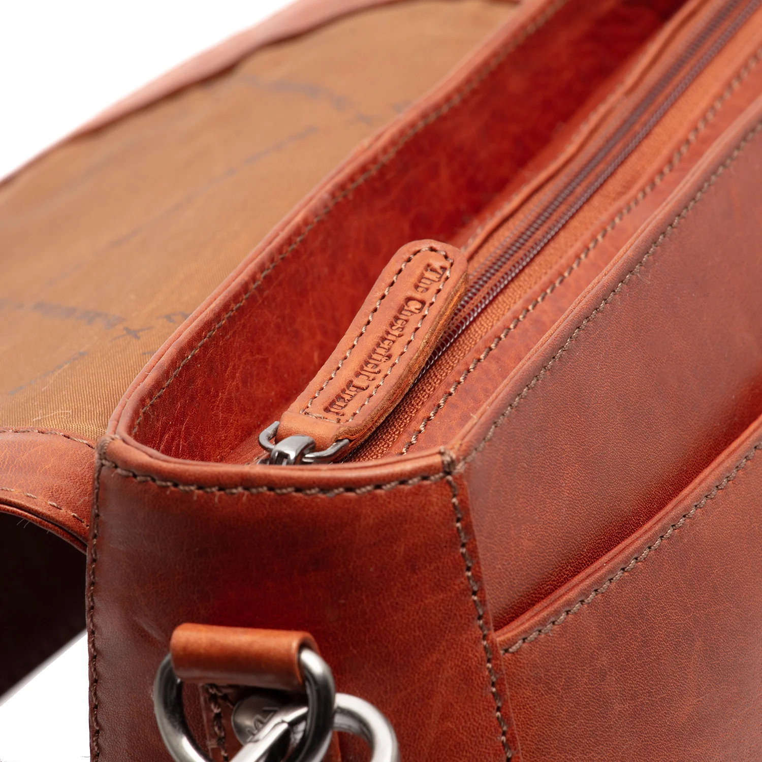 Leather Shoulder Bag Cognac Lizzola - Image 2