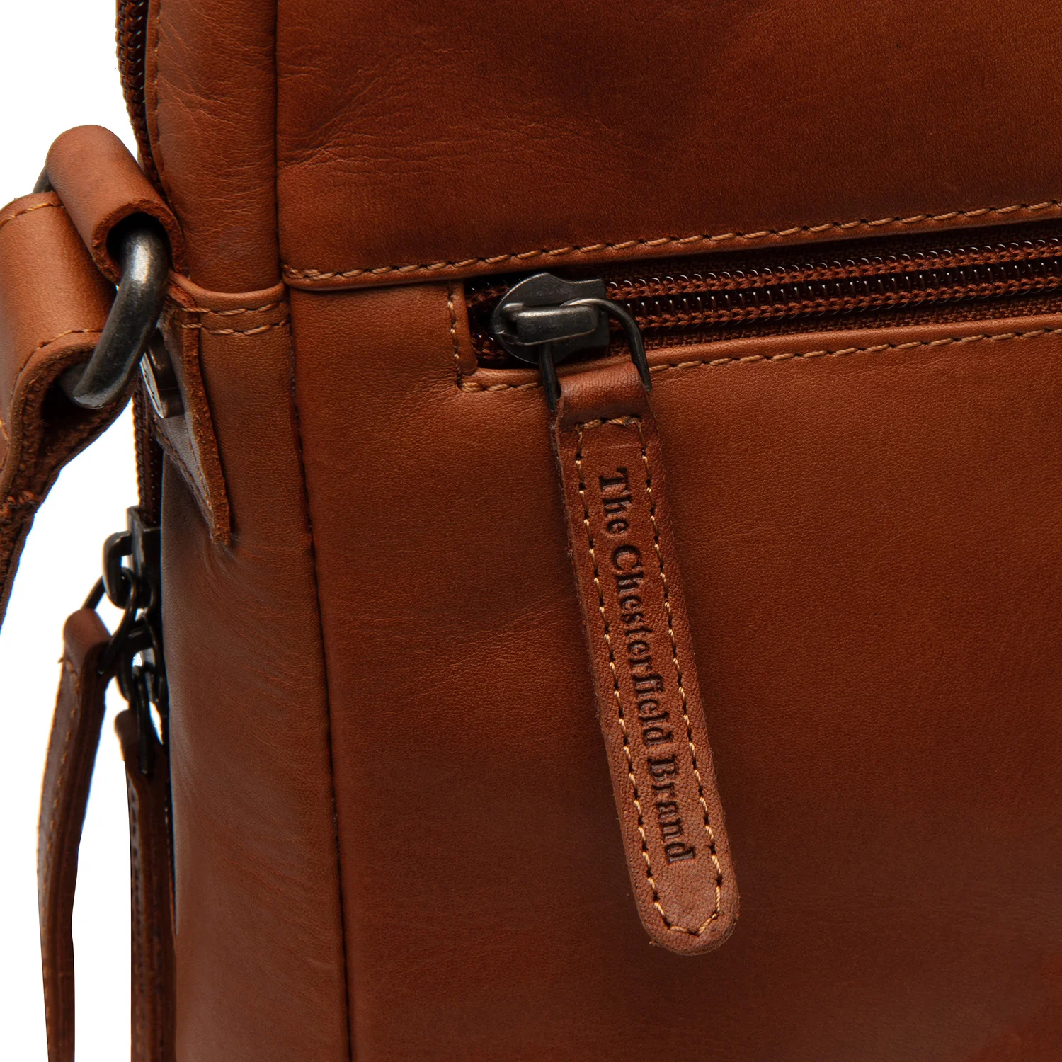 Leather Crossbody Bag Cognac Montira - Image 6