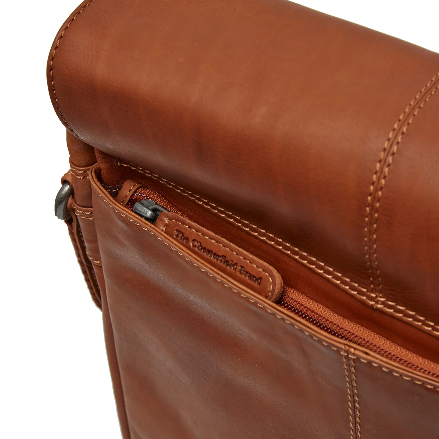 Leather Crossbody Bag Cognac Raphael - Image 5