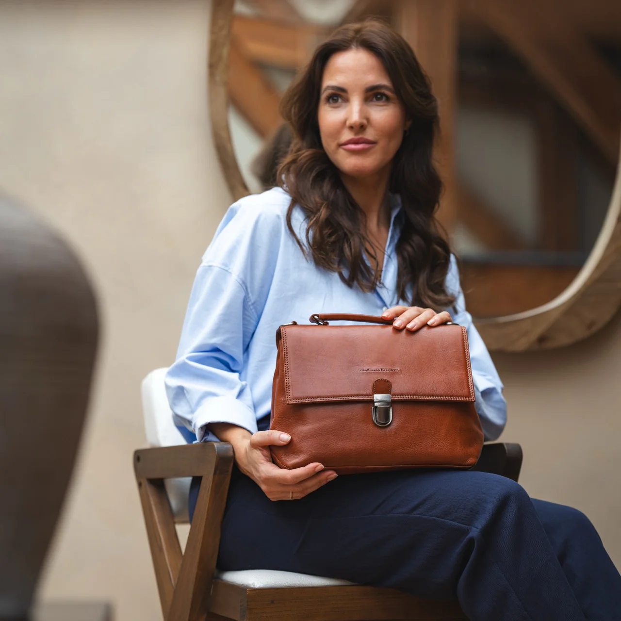 Leather Handbag Cognac Renata - Image 2