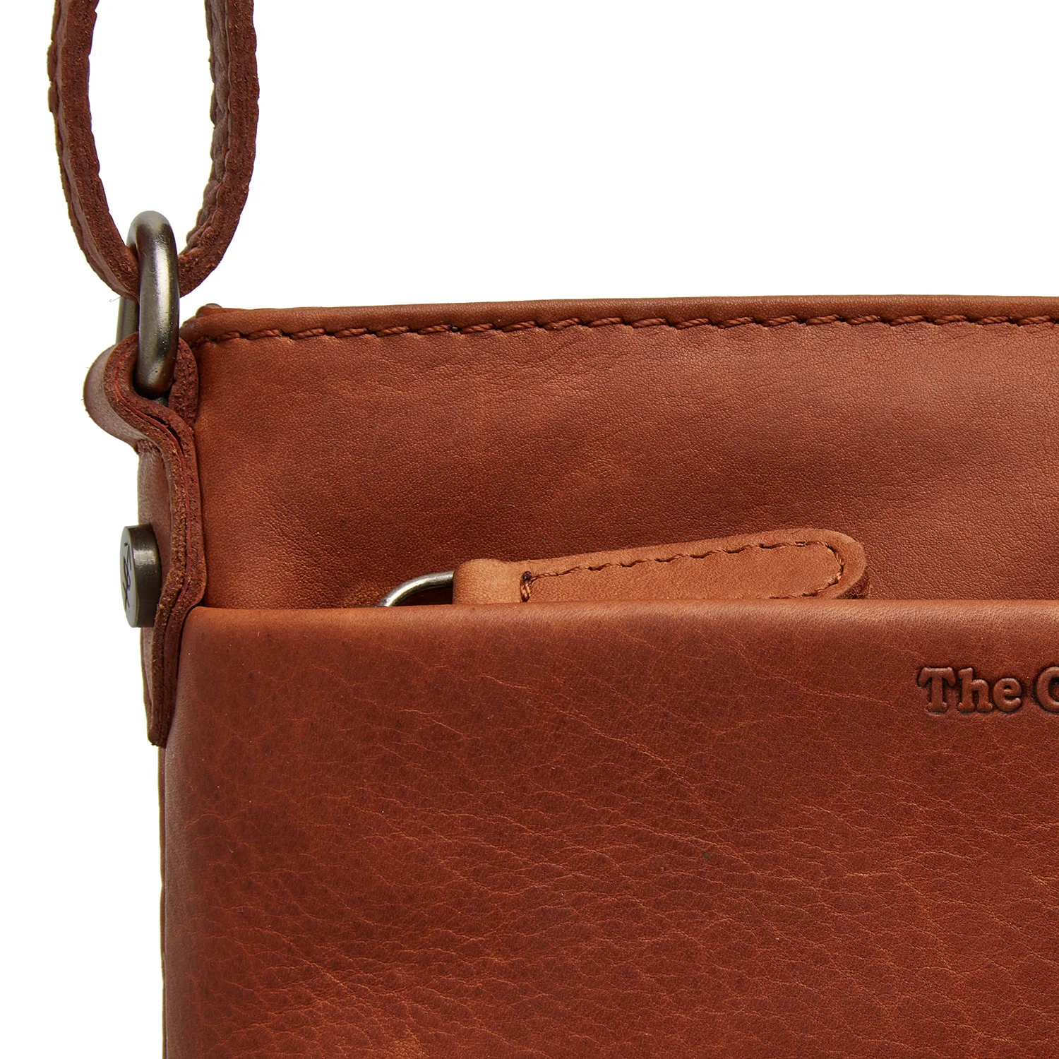 Leather Crossbody Bag Cognac Salerno - Image 7