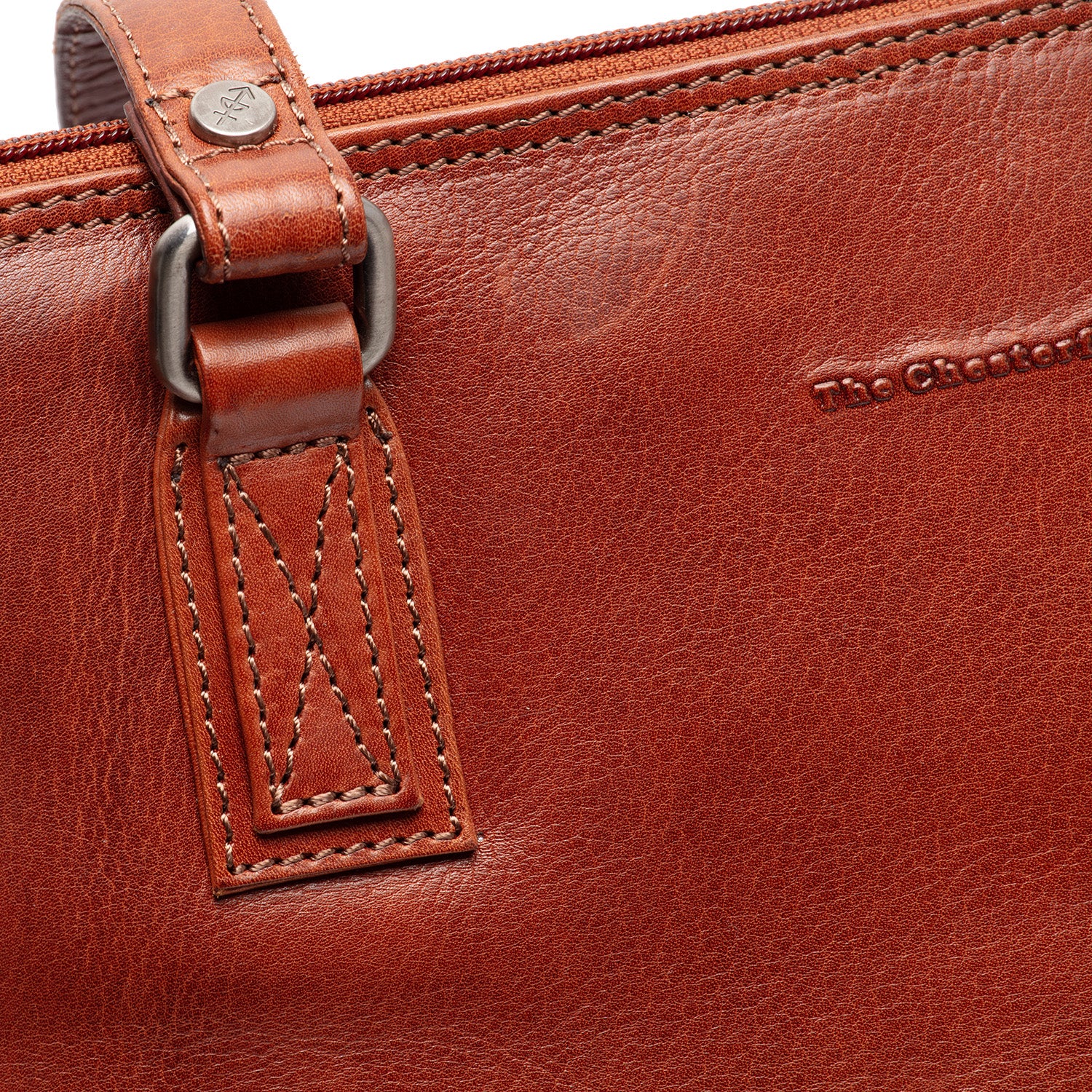 Leather Shoulder Bag Cognac Selvino - Image 4