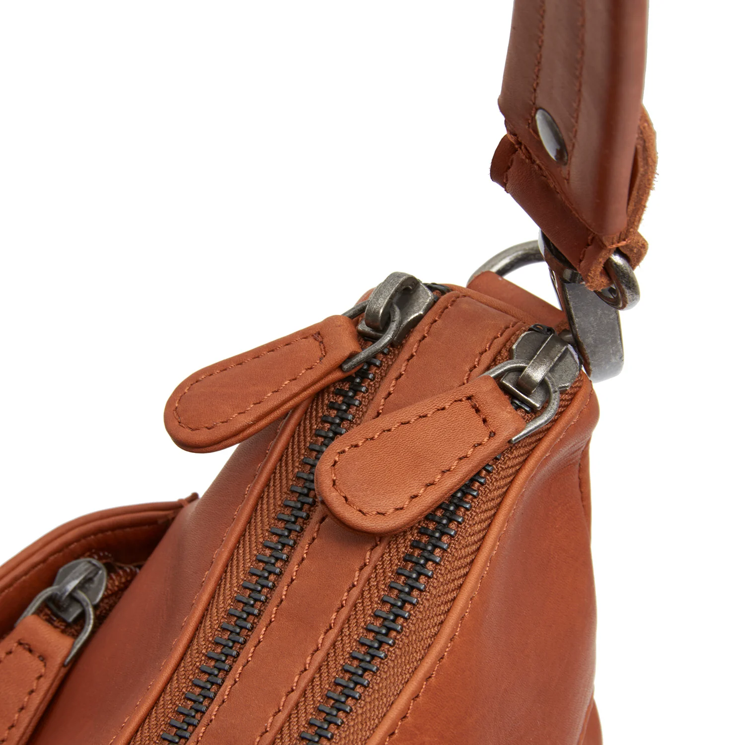 Leather Shoulder Bag Cognac Tivra - Image 3