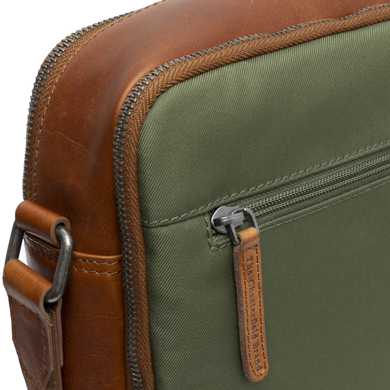 Leather Crossbody Bag Olive Green Arendal - Image 5