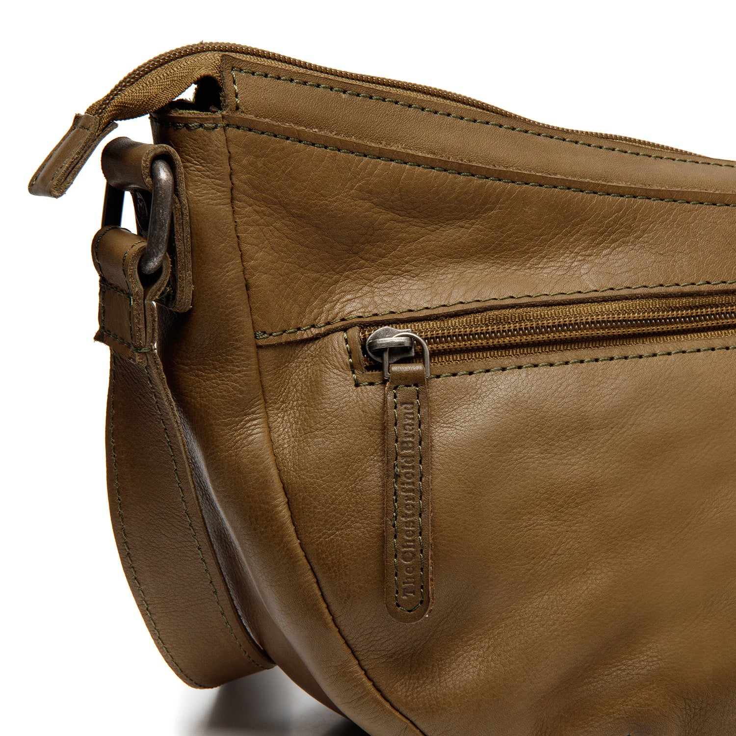 Leather Crossbody Bag Olive Green Clarita - Image 7