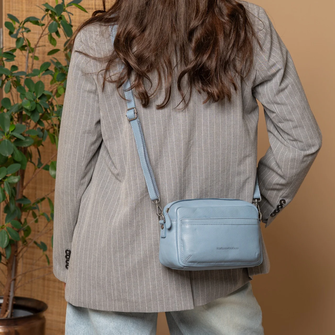 Leather Shoulder Bag Sky Blue Liora - Image 4