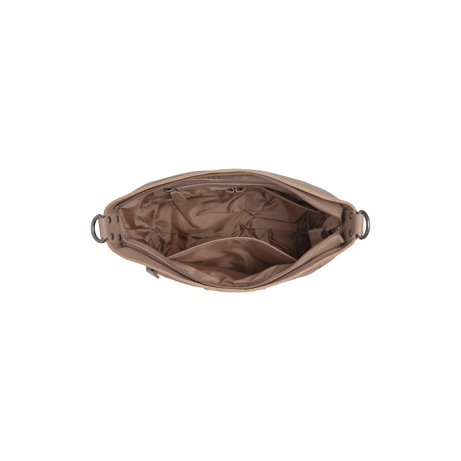 Leather Shoulder Bag Taupe Zarita - Image 7