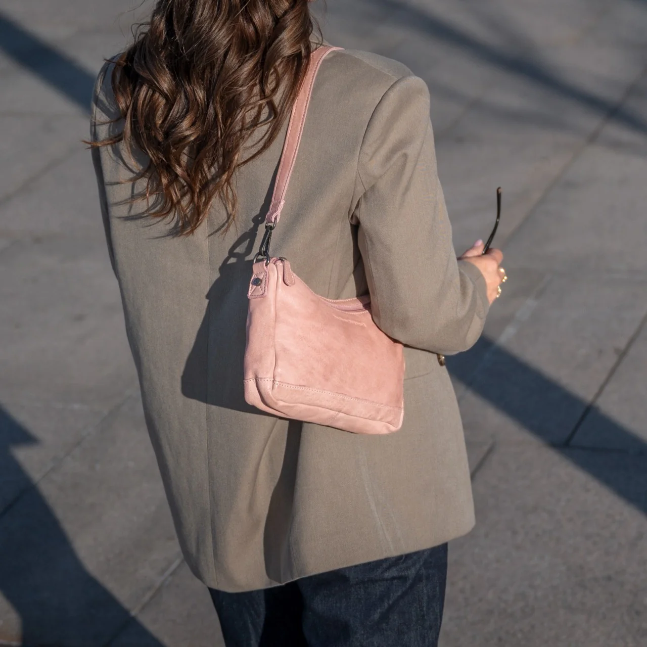 Leather Shoulder Bag Vintage Rose Irving - Image 3