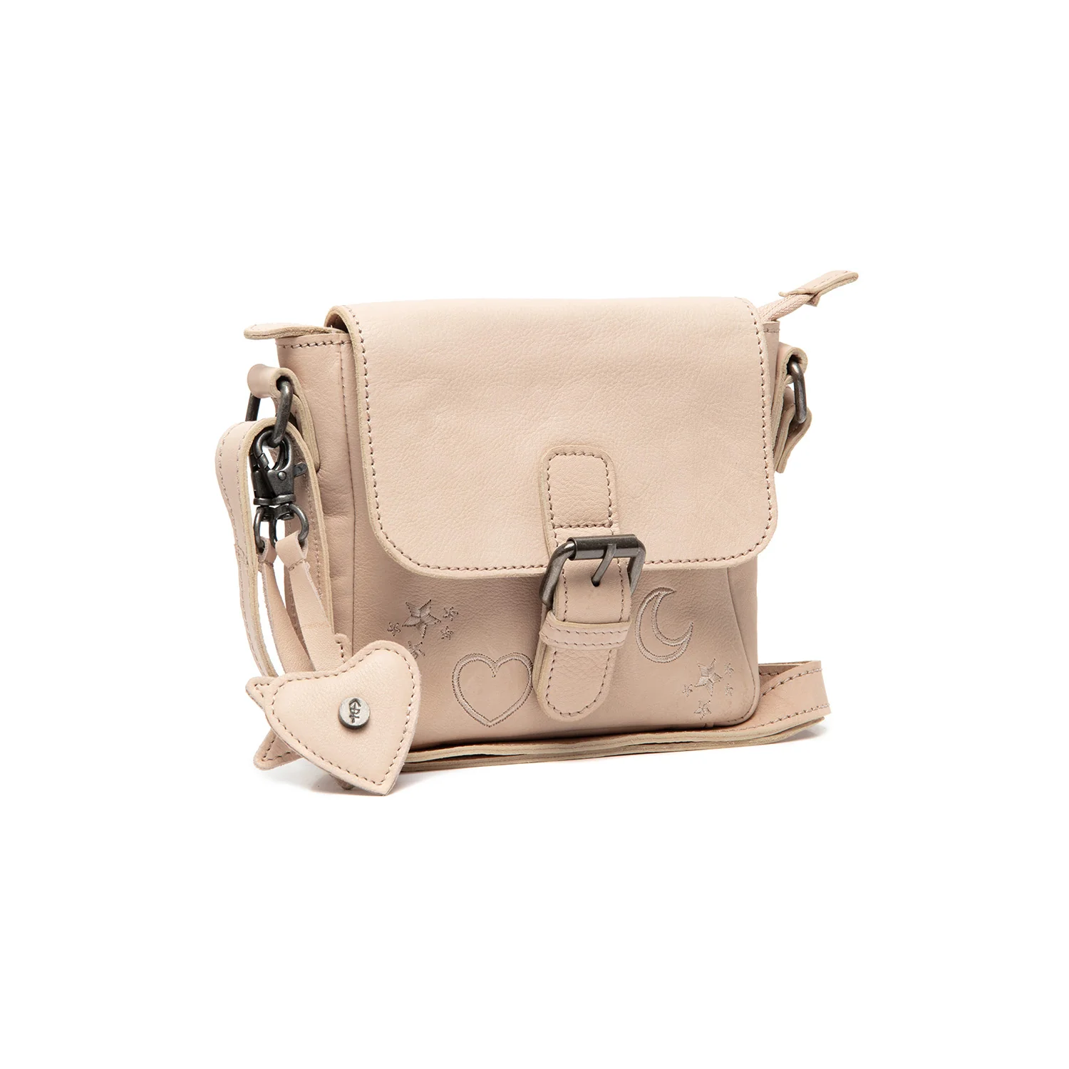Leather Crossbody Bag Beige Feynor