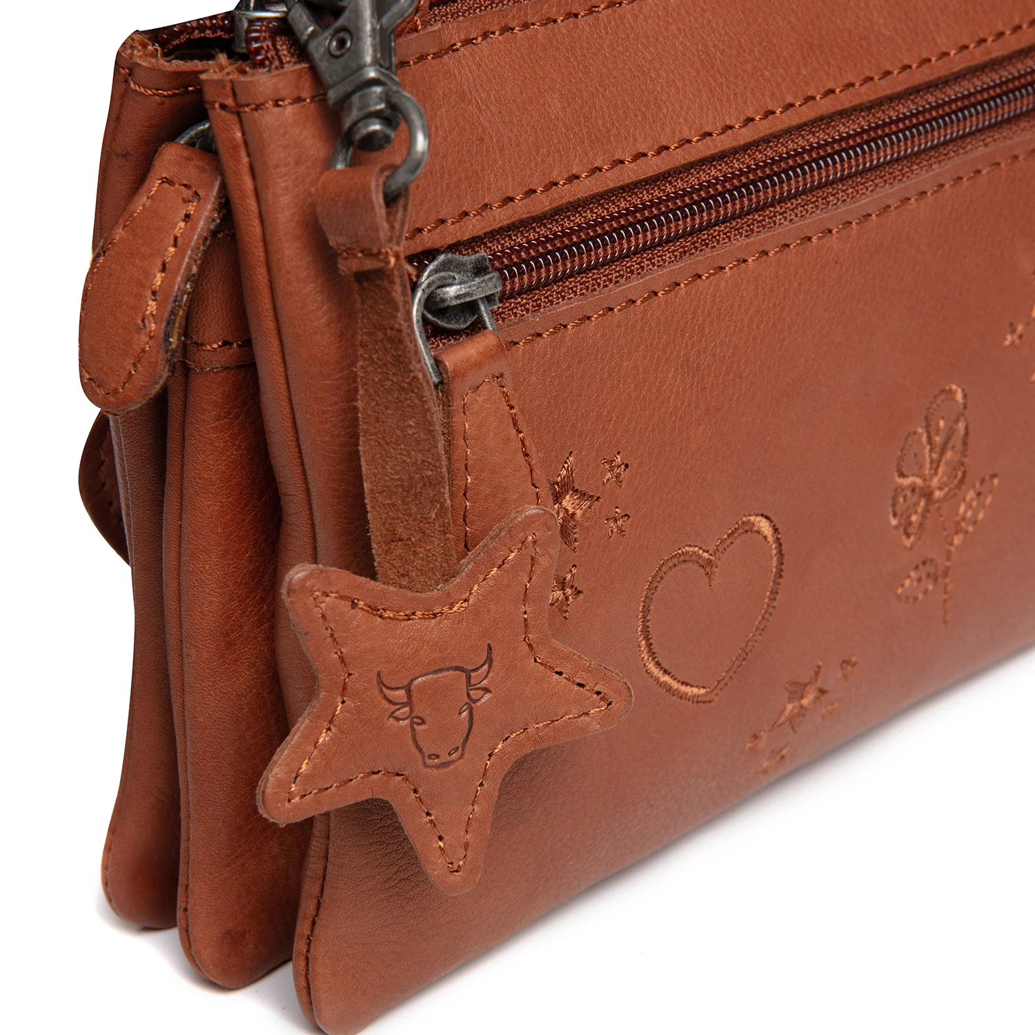 Leather Crossbody Bag Cognac Tovelove - Image 4