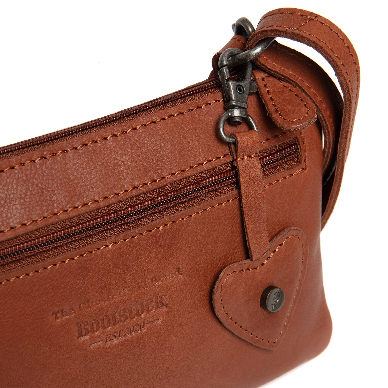 Leather Crossbody Bag Cognac Tovelove - Image 7