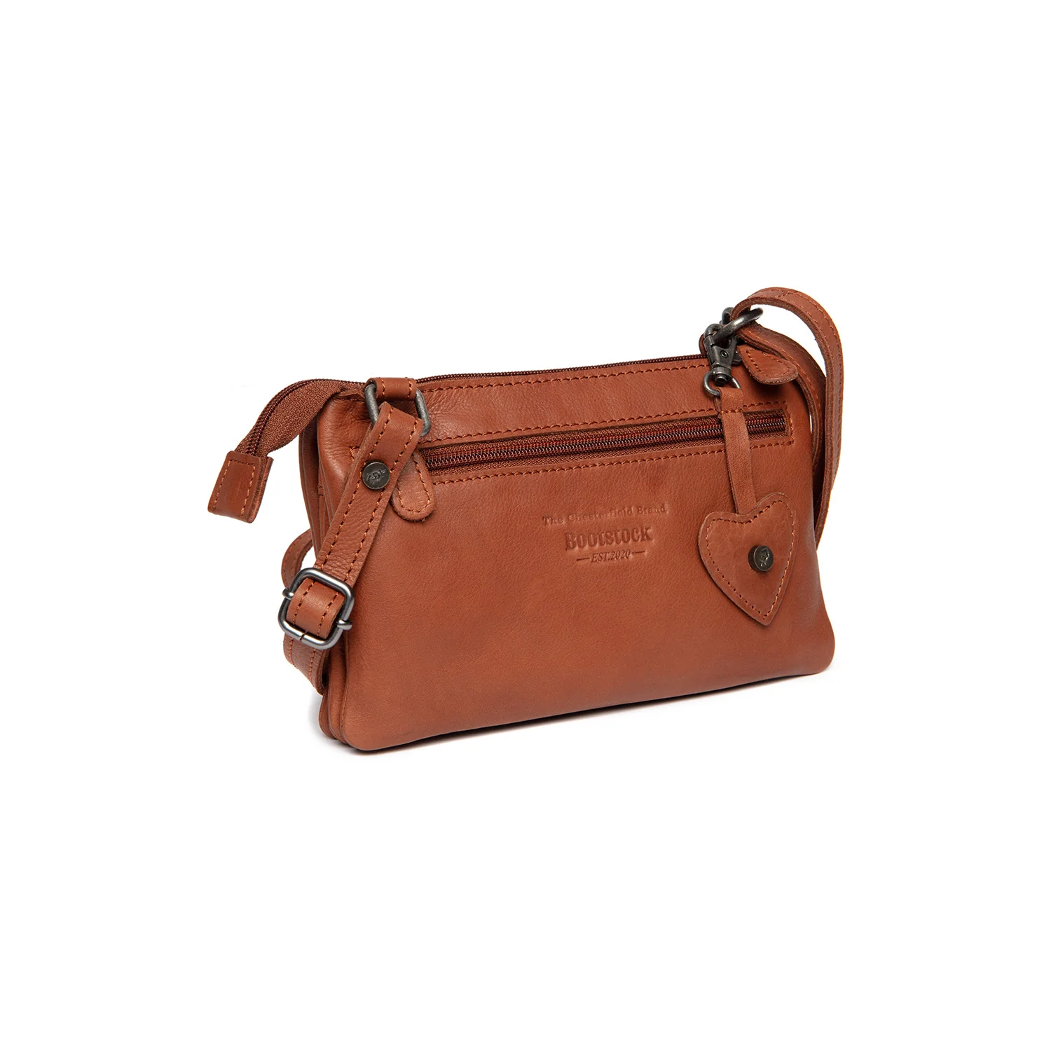 Leather Crossbody Bag Cognac Tovelove - Image 8