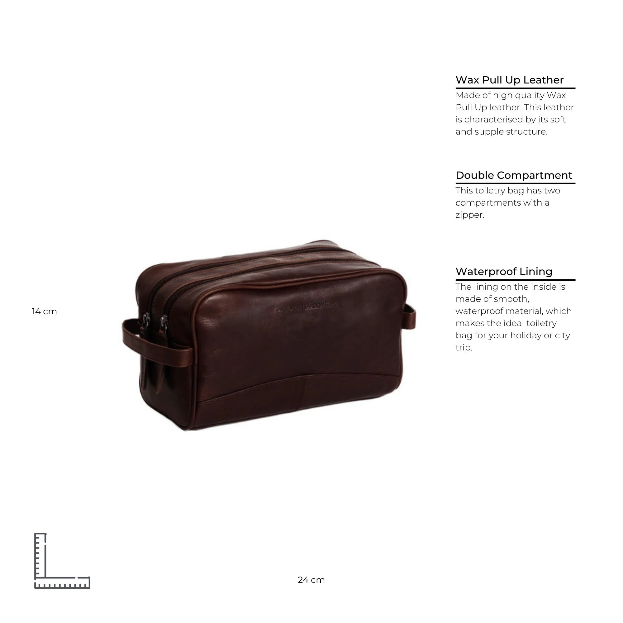 Leather Toiletry Bag Brown Stacey - Image 8