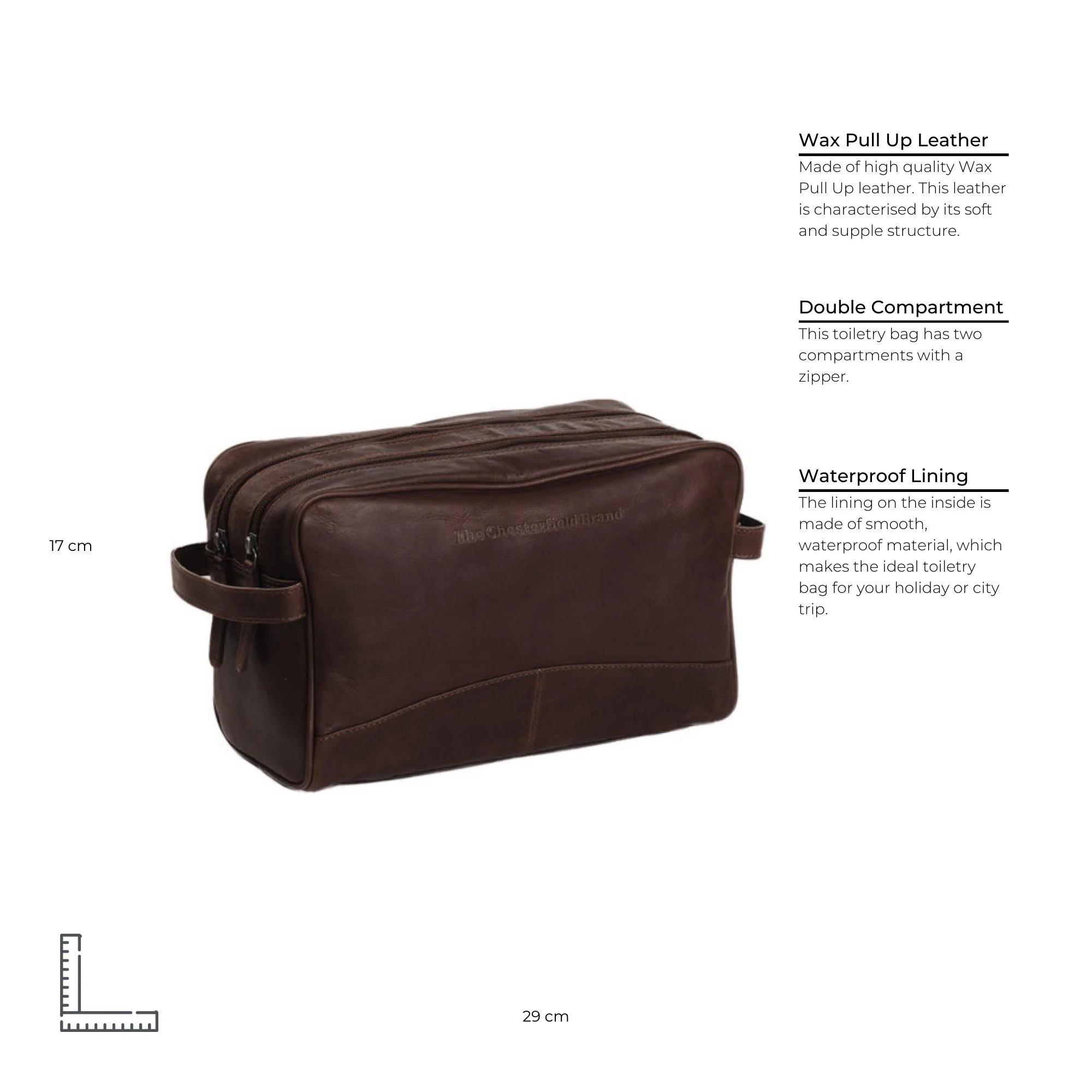 Leather Toiletry Bag Brown Stefan - Image 8