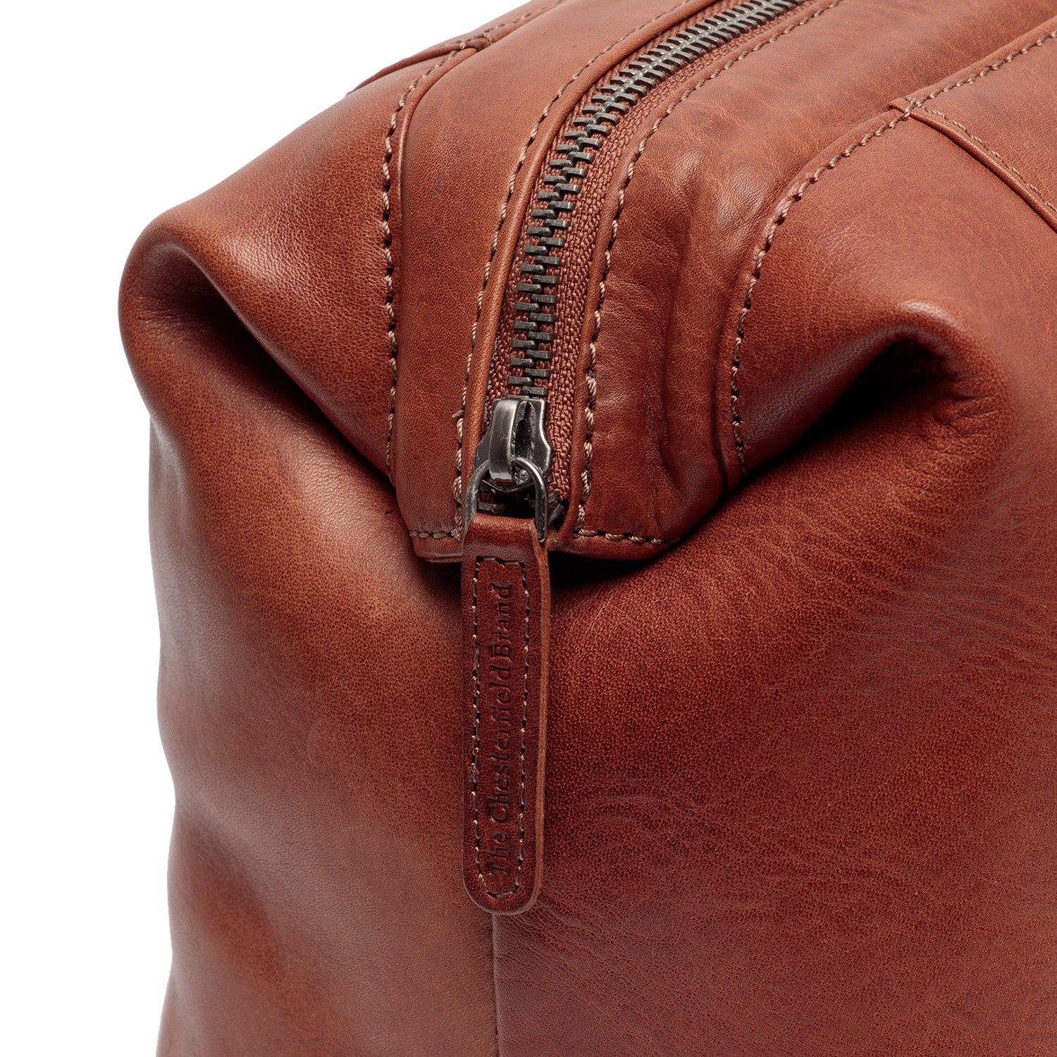 Leather Toiletry Bag Cognac Biassa - Image 4