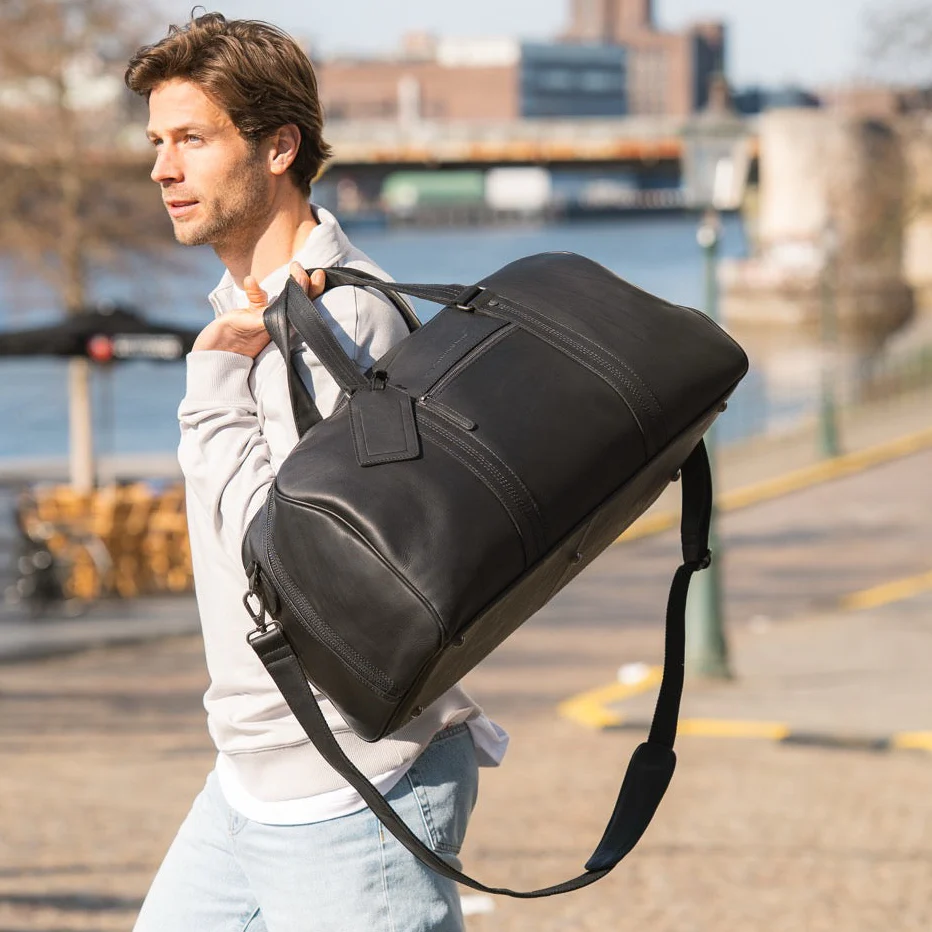 Leather Weekender Bag Black Rivaro - Image 2