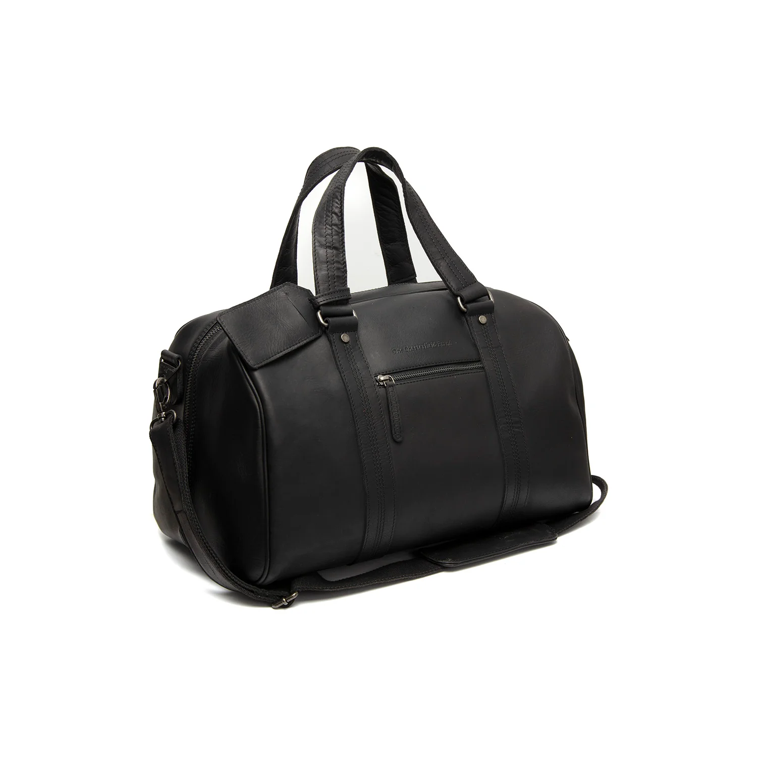 Leather Weekender Bag Black Volenza