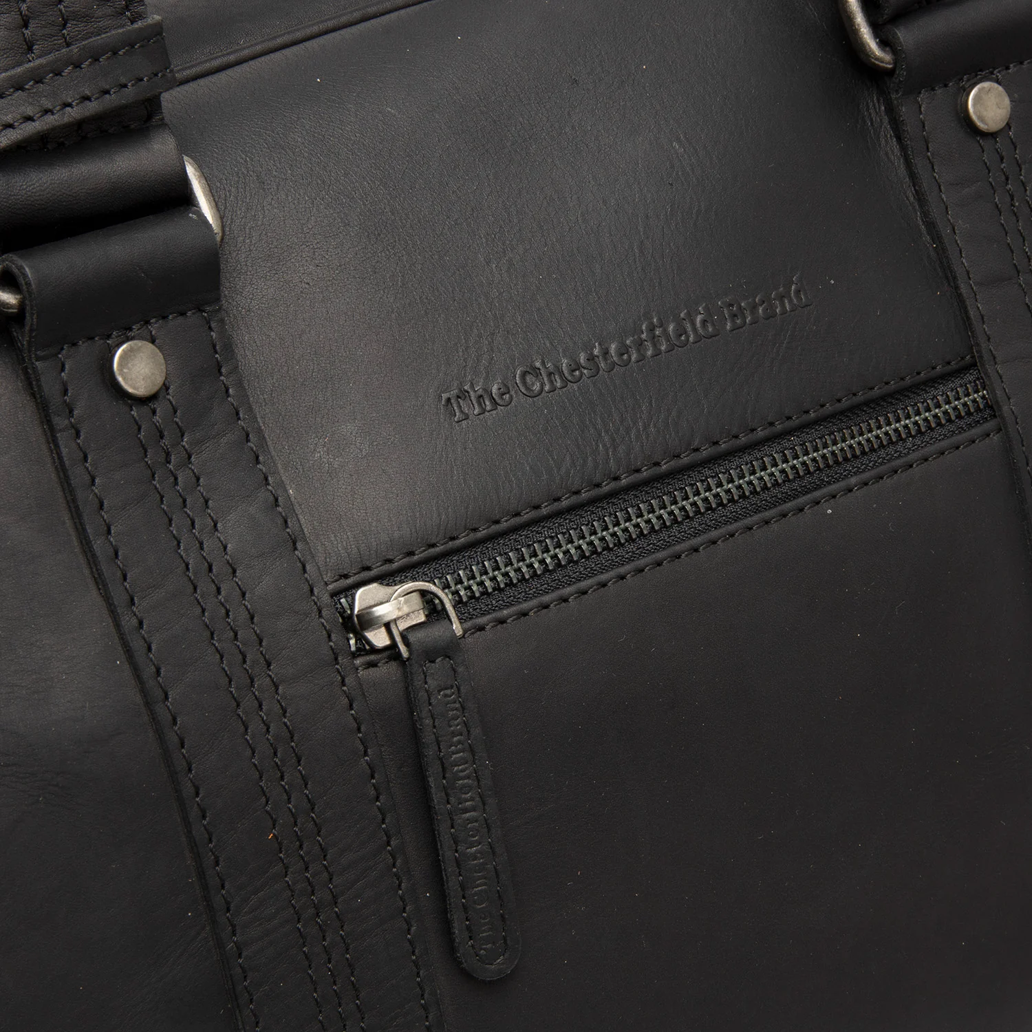 Leather Weekender Bag Black Volenza - Image 2